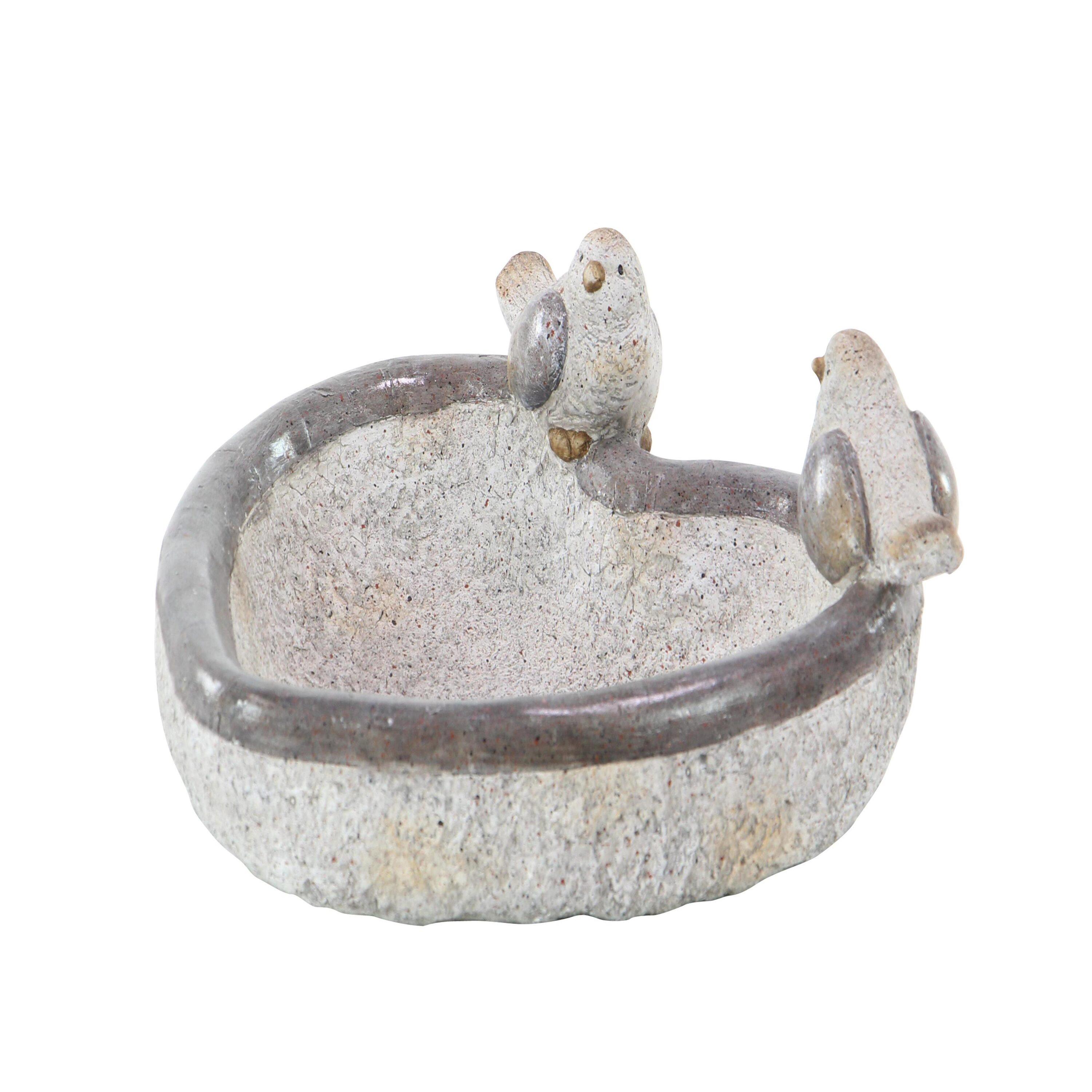 DecMode 6" Indoor Outdoor Bird Garden Sculpture with Bath Bowl