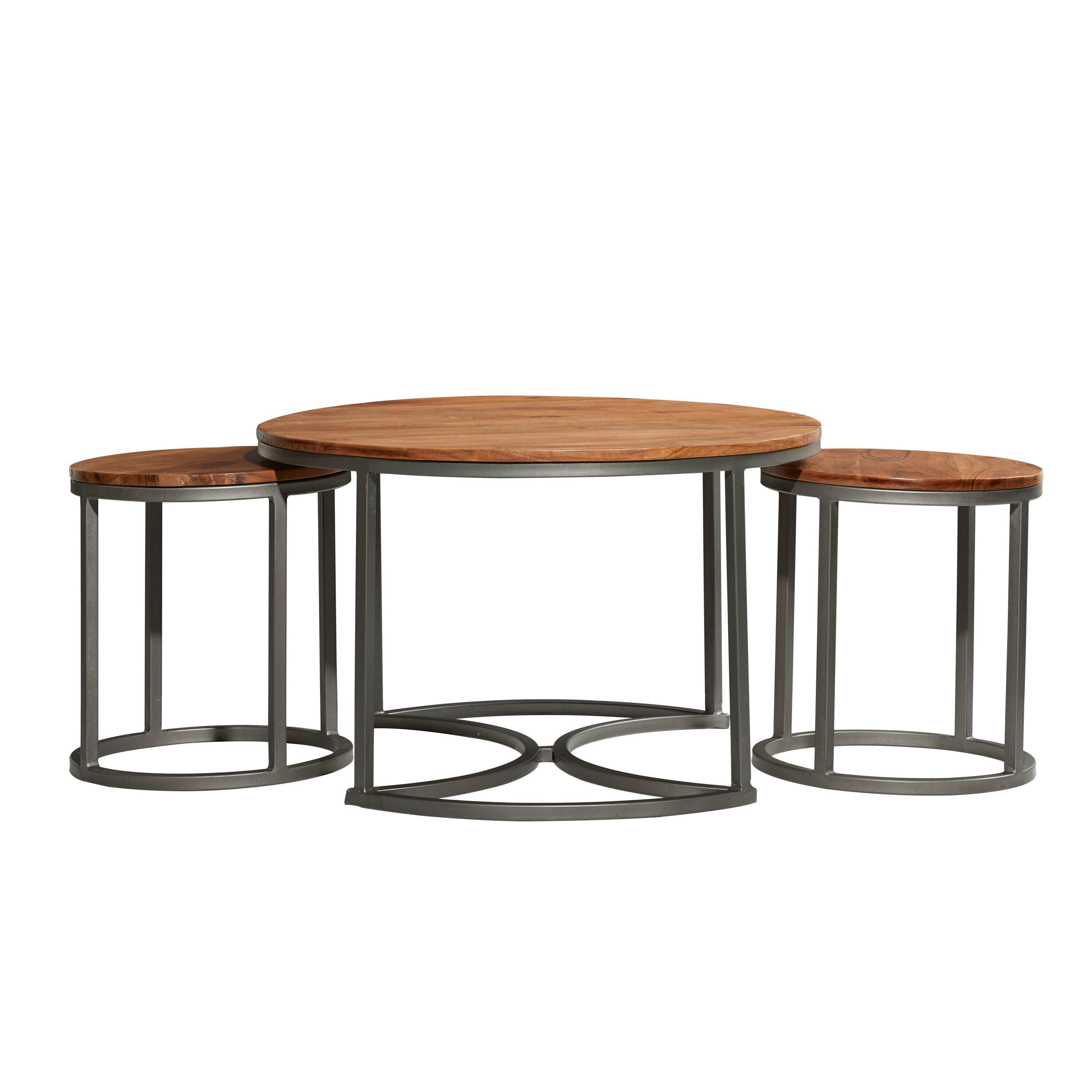 Set of 3 Contemporary Metal Coffee Tables Brown - Olivia & May