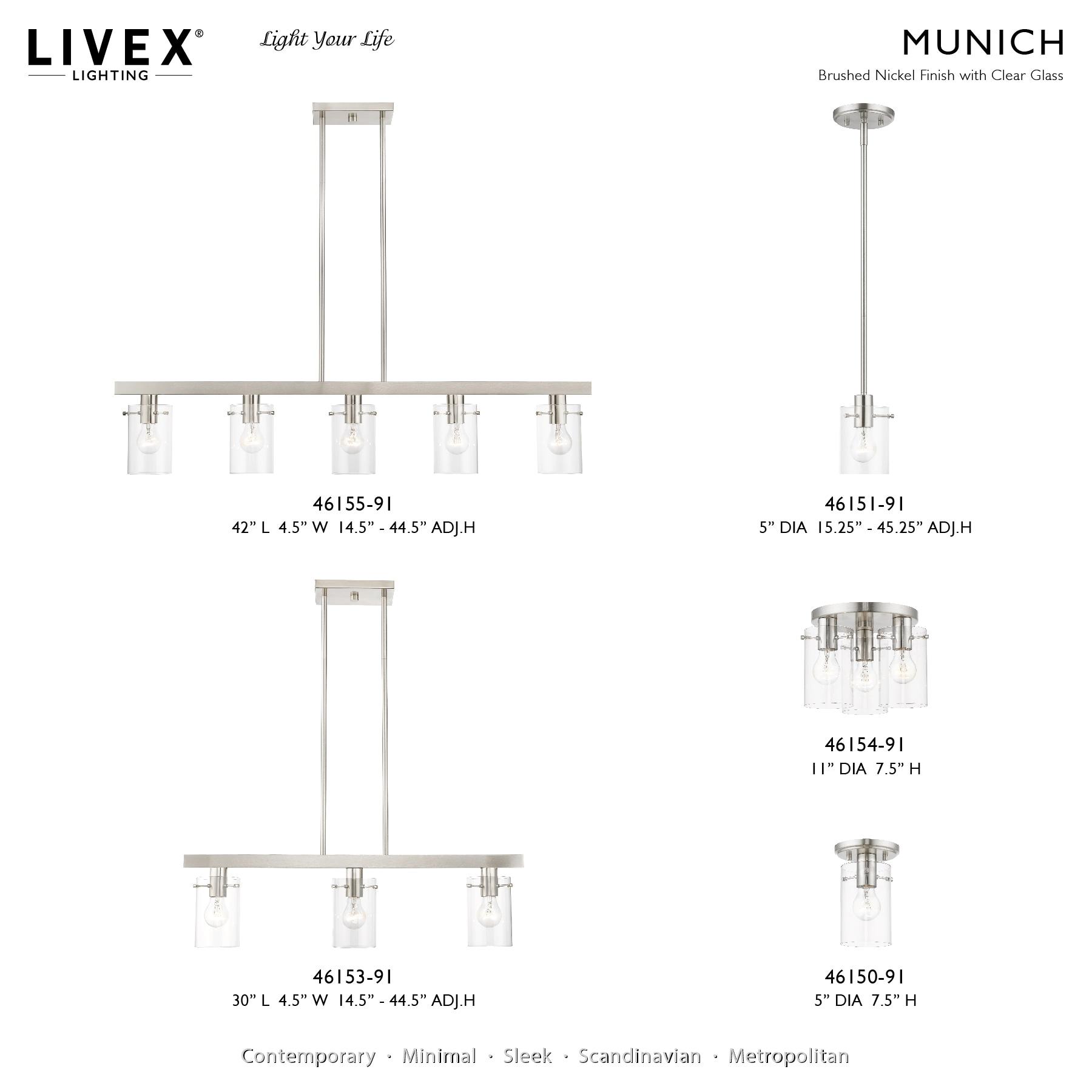 Livex Lighting Munich 3 - Light Chandelier in  Brushed Nickel