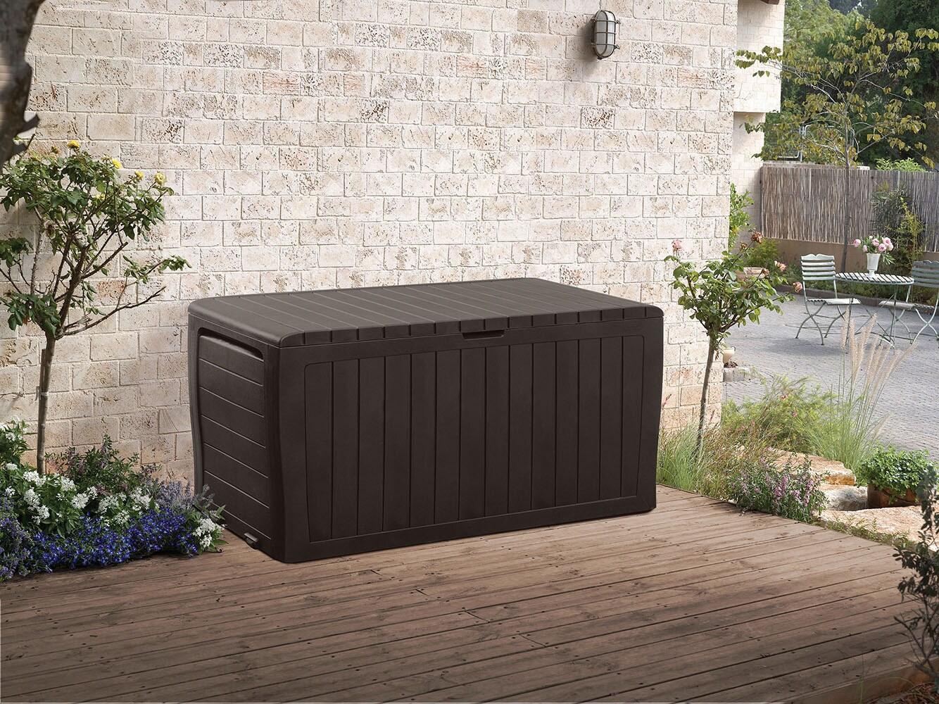 NATIONAL WINDOW 71 Gallon Resin Outdoor Storage Box For Patio Storage Mats, Throw Pillows, Garden Tools And Pool Floats