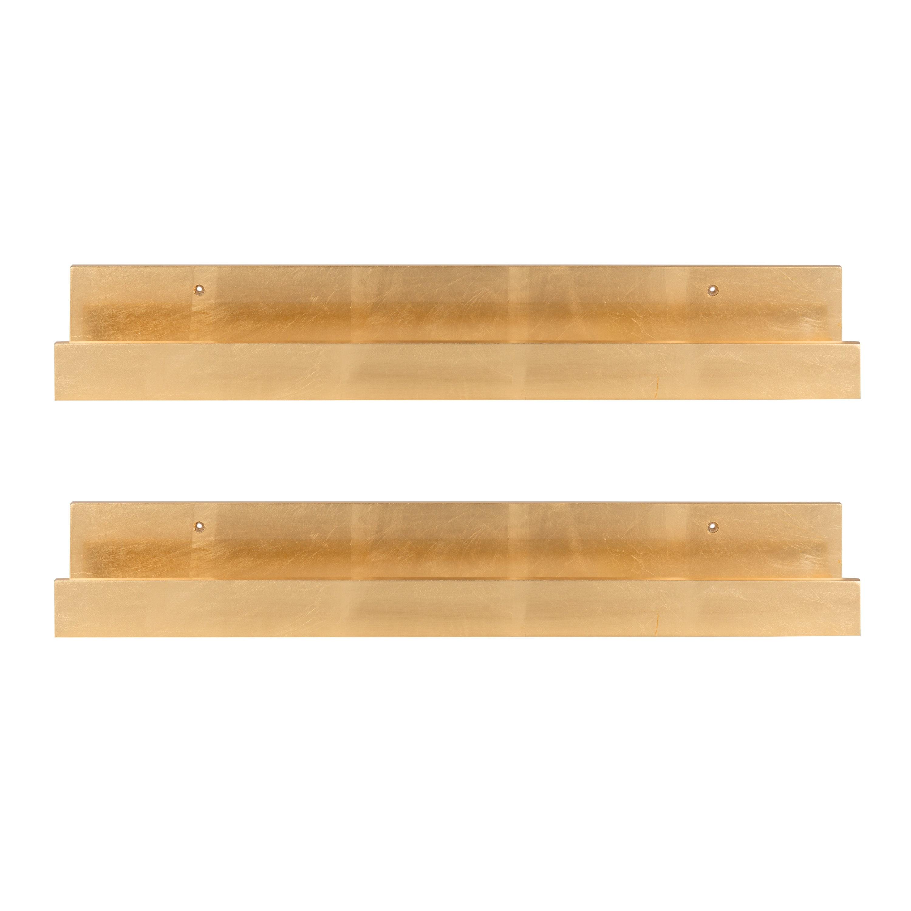 Kate and Laurel Rectangle Floating Shelves, 25.21" x 5.91", Gold