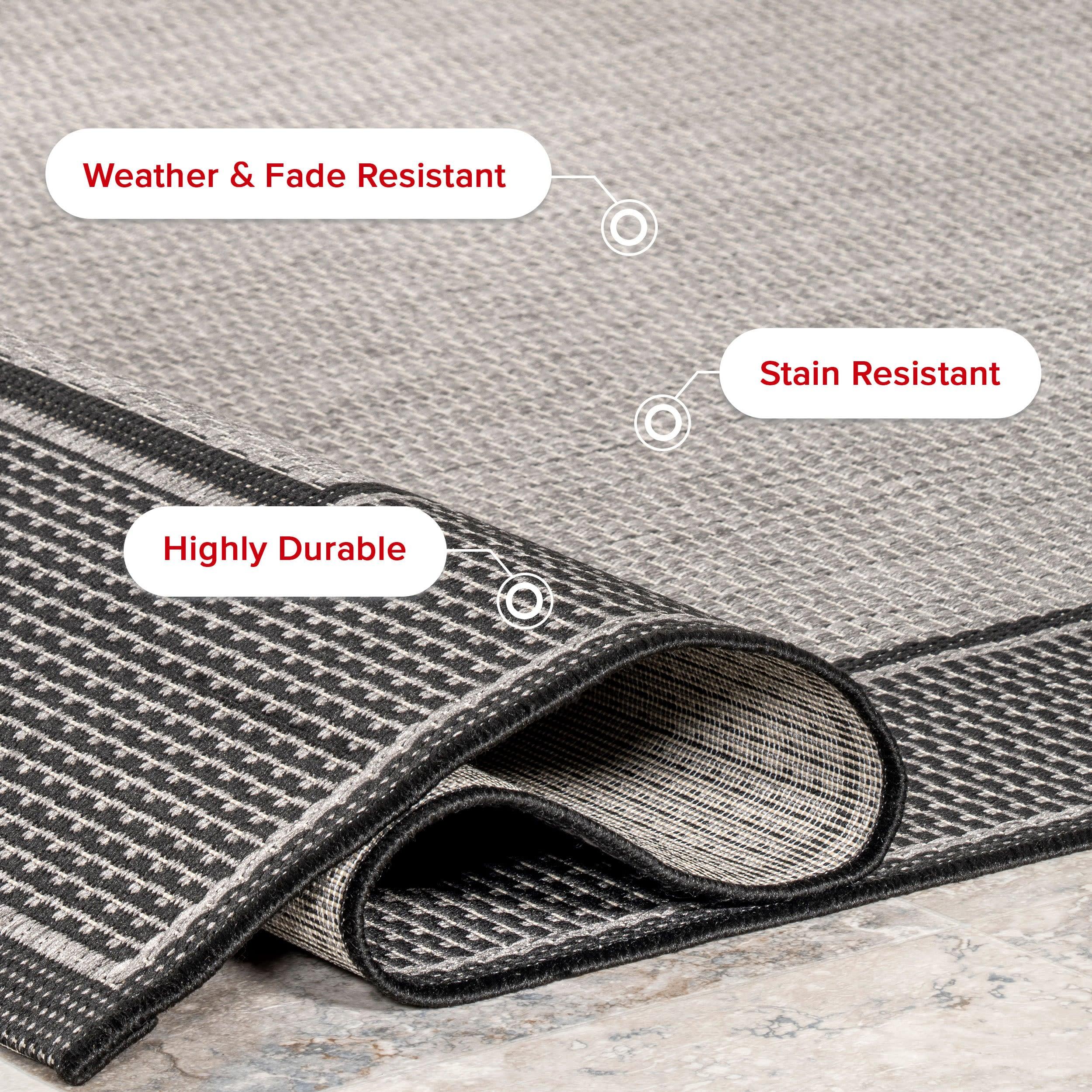 Nuloom Gris Bordered 6x9 Indoor/Outdoor Area Rug for Living Room Patio Deck Front Porch Kitchen, Grey/Black