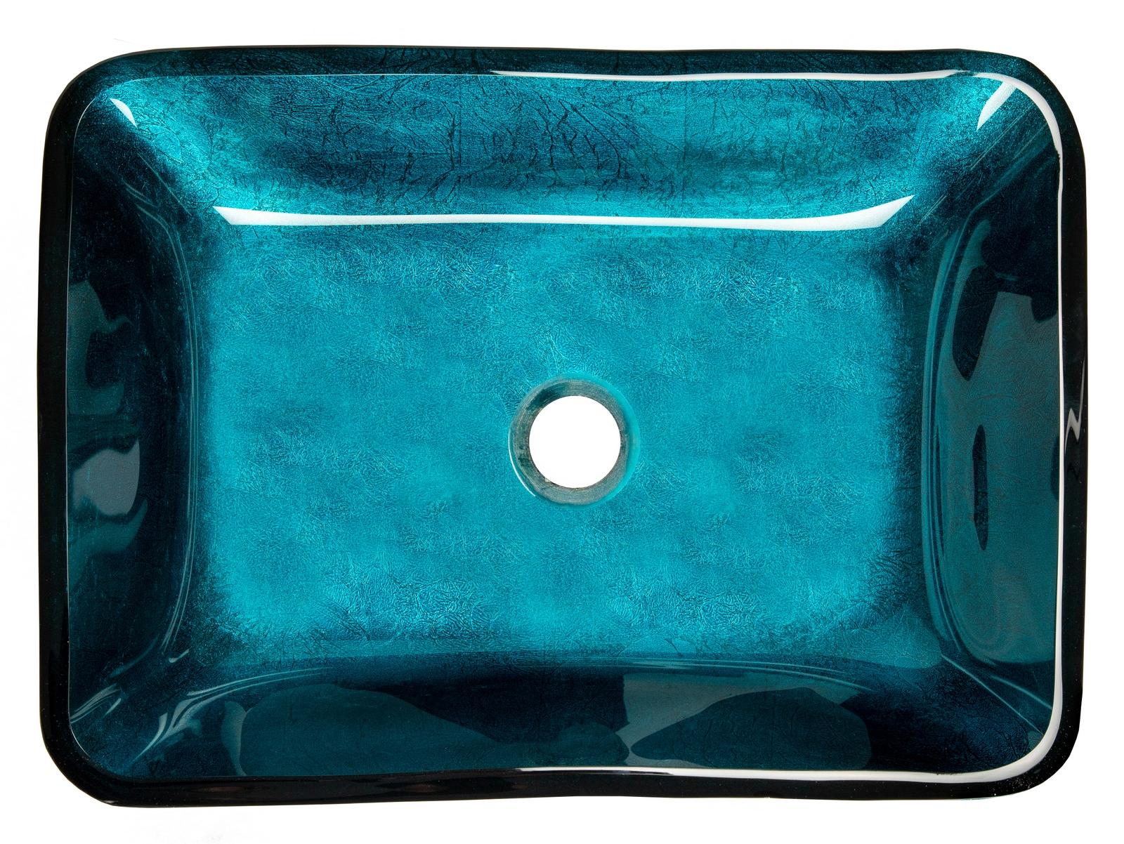 Eden Bath 13.13'' Turquoise Tempered Glass Rectangular Bathroom Sink