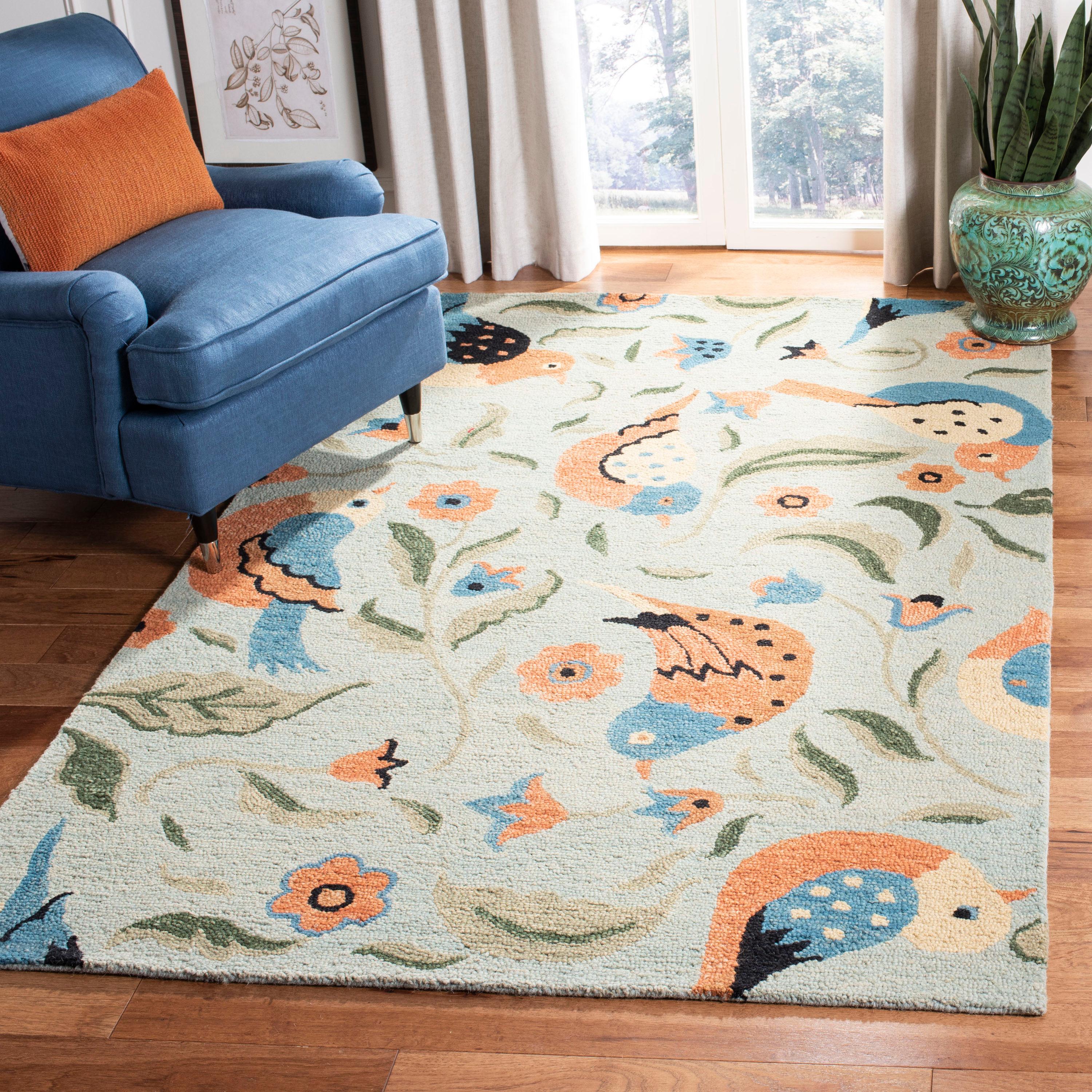 Blossom BLM676 Hand Hooked Area Rug - Sage/Multi - 6'x9' - Safavieh.