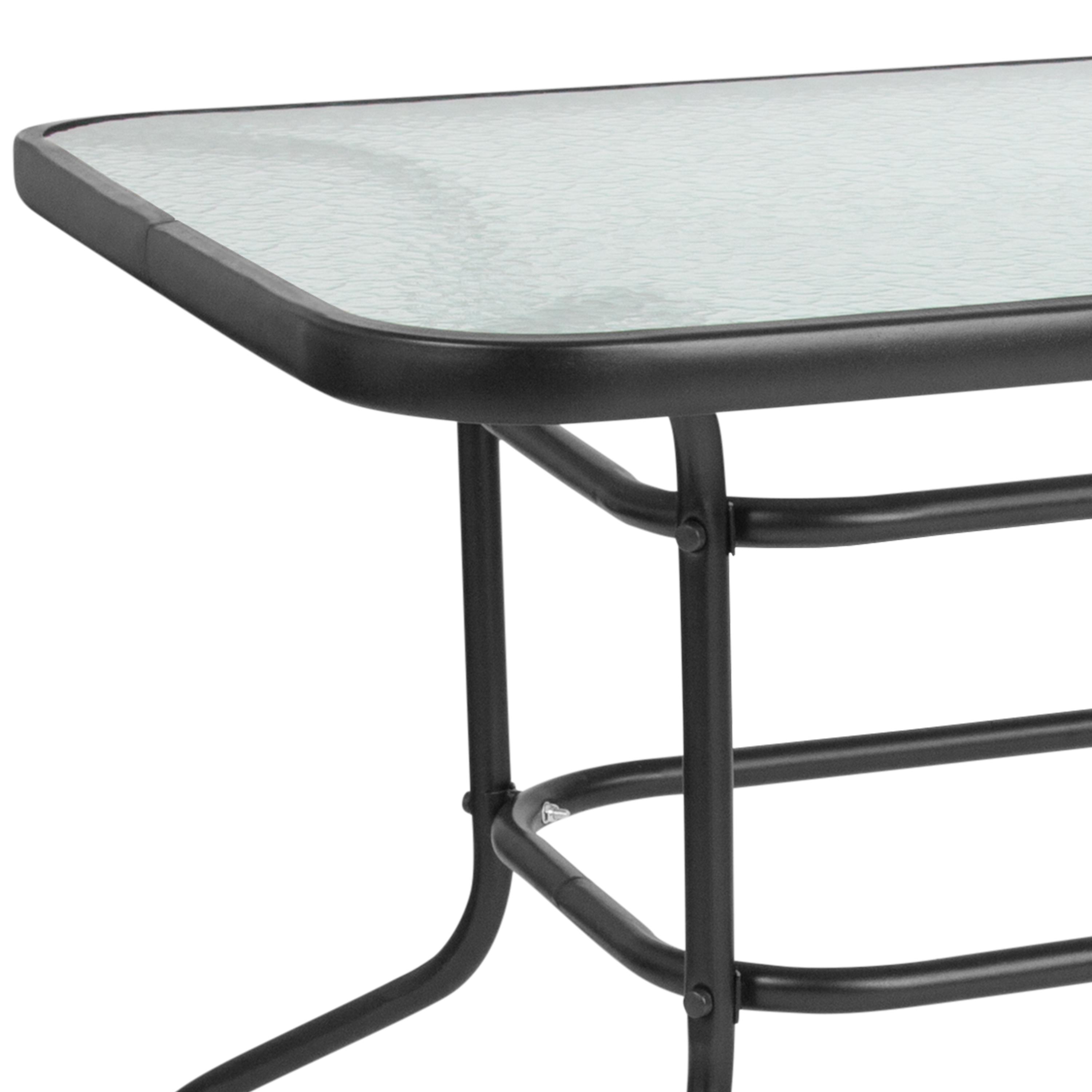 Flash Furniture 31.5" x 55" Rectangular Tempered Glass Metal Table with Umbrella Hole