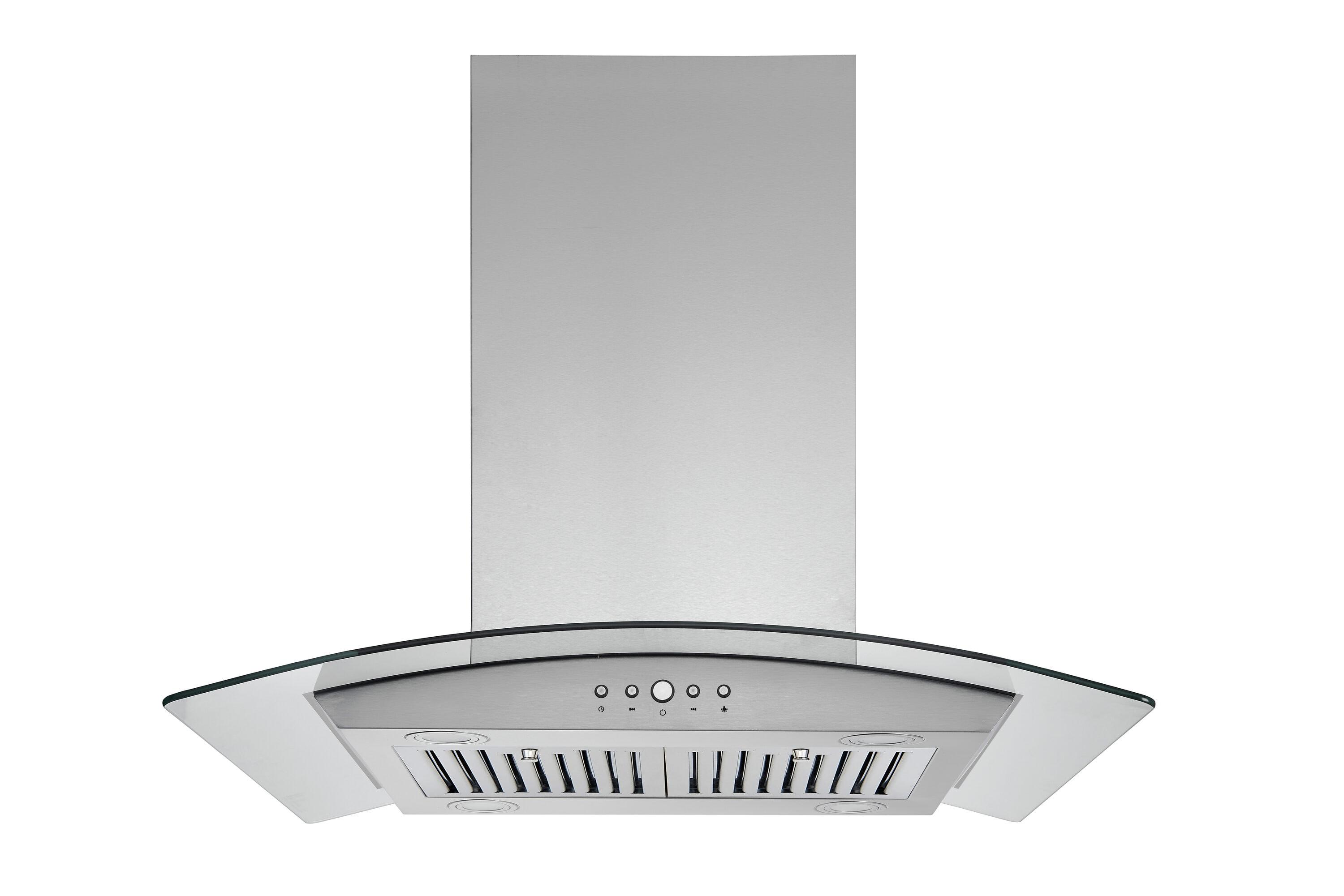 Hauslane Hauslane 30" Stainless Steel 600 CFM Convertible Island Range Hood with Baffle Filter IS-200SS-30