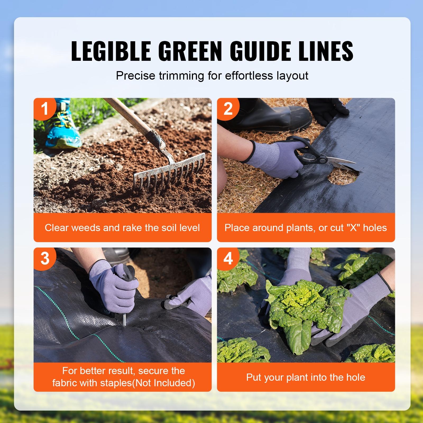 VEVOR Weed Barrier Landscape Fabric,Heavy Duty Garden Weed Fabric,Ground Cover, Weed Blocker Weed Mat 3 x 50FT,3.2OZ