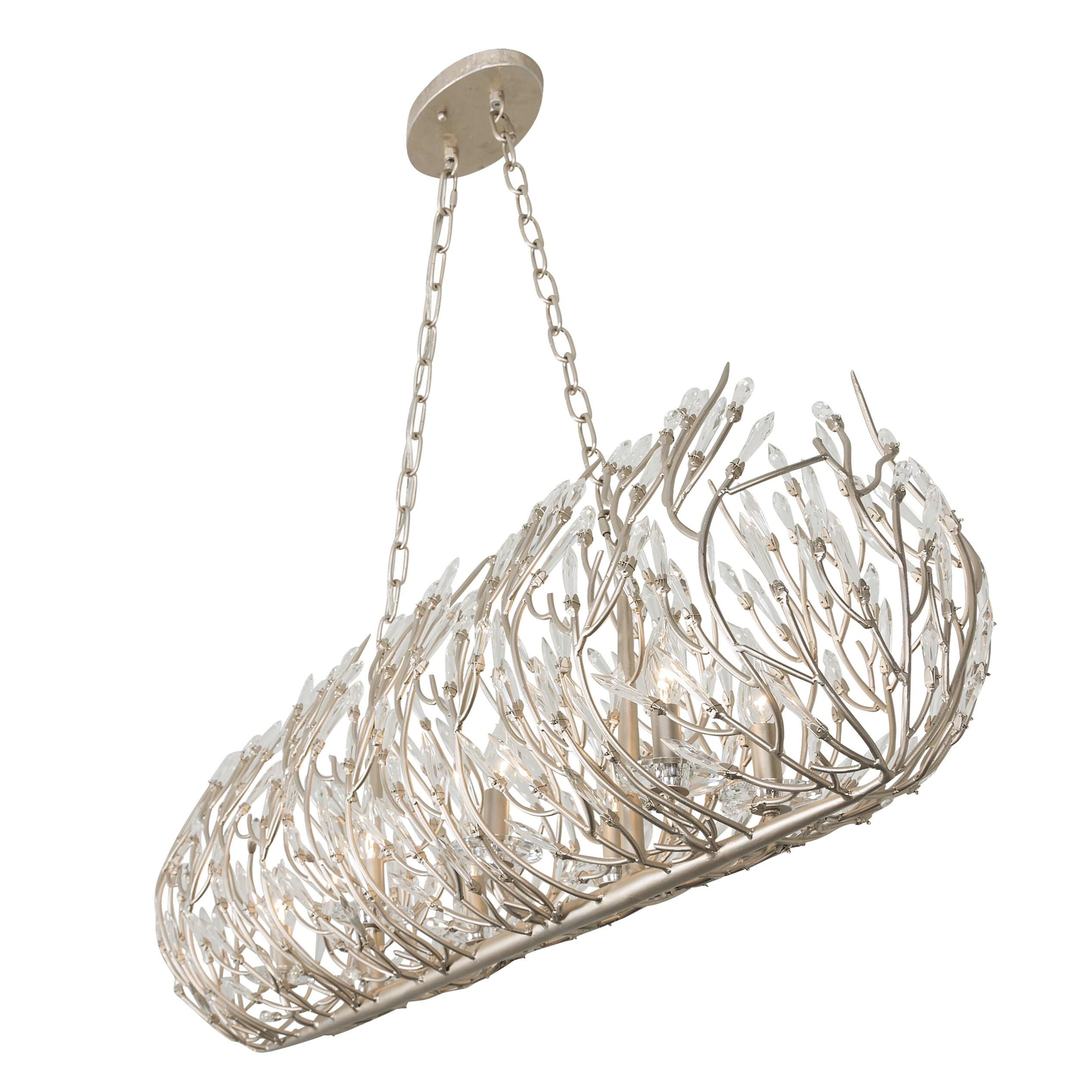 Gold Dust Crystal Linear Pendant Light with Recycled Steel