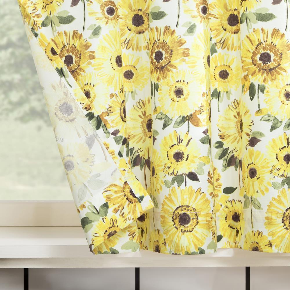 24"x54" Sunflower Print Semi Sheer Rod Pocket Kitchen Curtain Valance and Tiers Set Yellow - No. 918