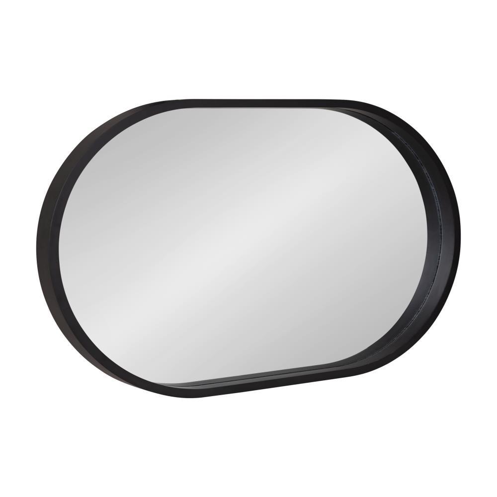 Kate & Laurel All Things Decor 12"x24" Travis Oval Wall Mirror Black: Modern Style, MDF Frame, No Assembly Required
