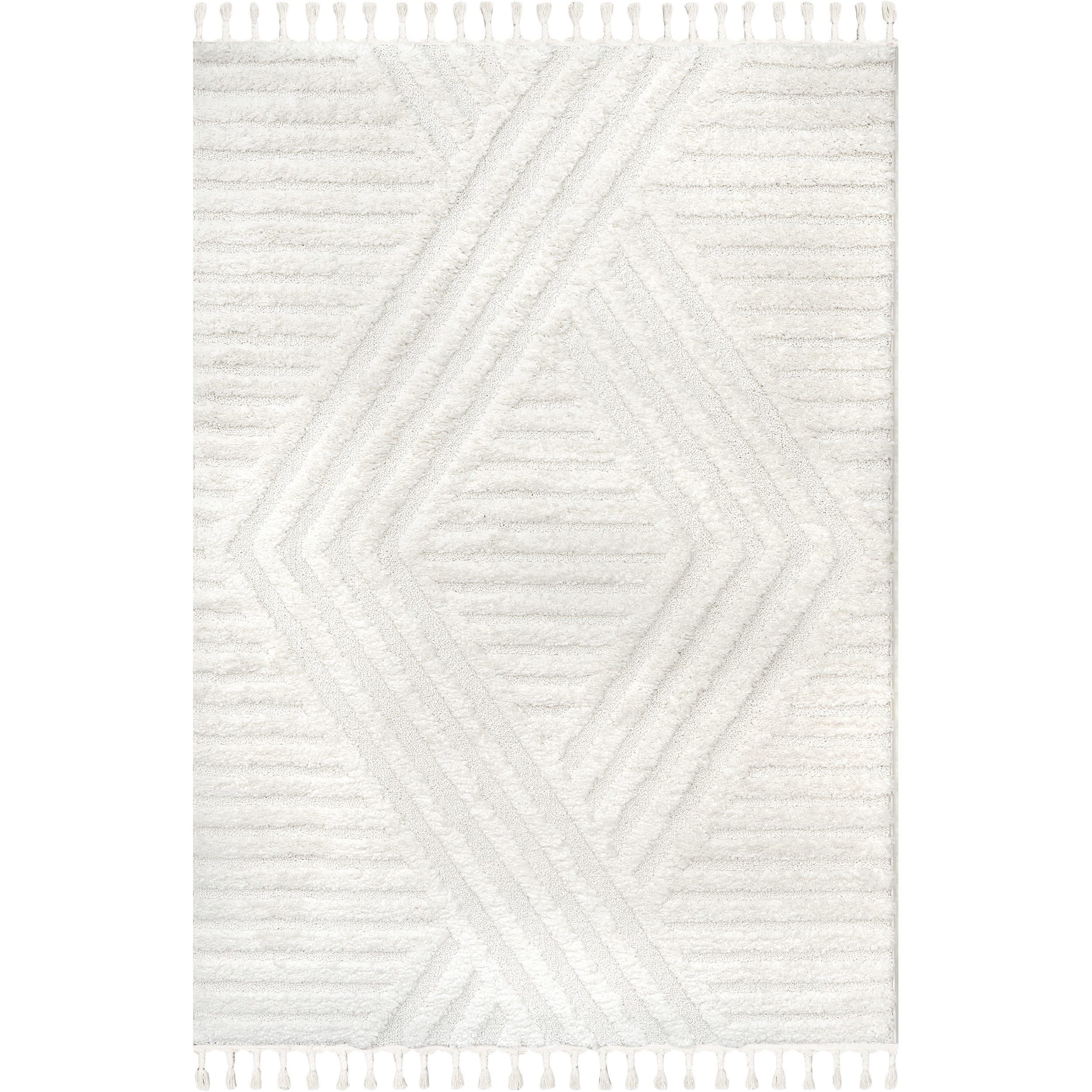 Nuloom Risette Solid 8x10 Shag Indoor Area Rug for Living Room Bedroom Dining Room Nursery Kitchen, Ivory