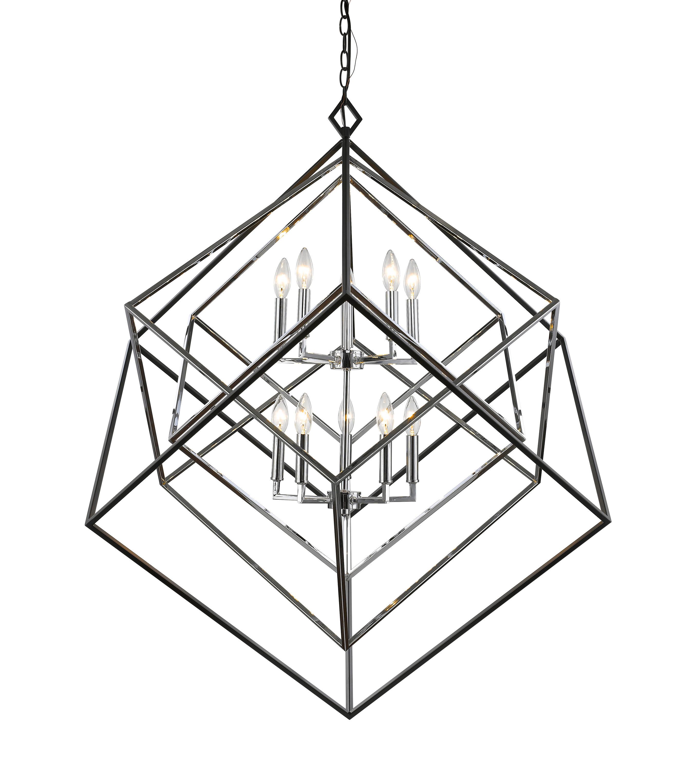 10 Light Chandelier In Linear Style 41.5 Inches Wide By 44.5 Inches High-Chrome/Matte Black Finish    -Traditional Installation Z-Lite 457-10Ch-Mb