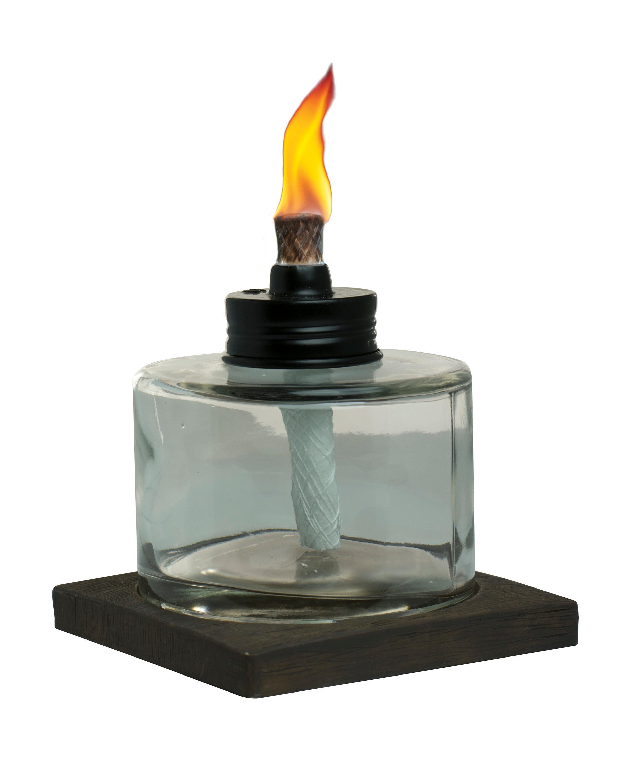 TIKI Mixed Material Tabletop Torch: Weather-Resistant, Smooth Finish, Refillable Fuel Canister, No Assembly Required