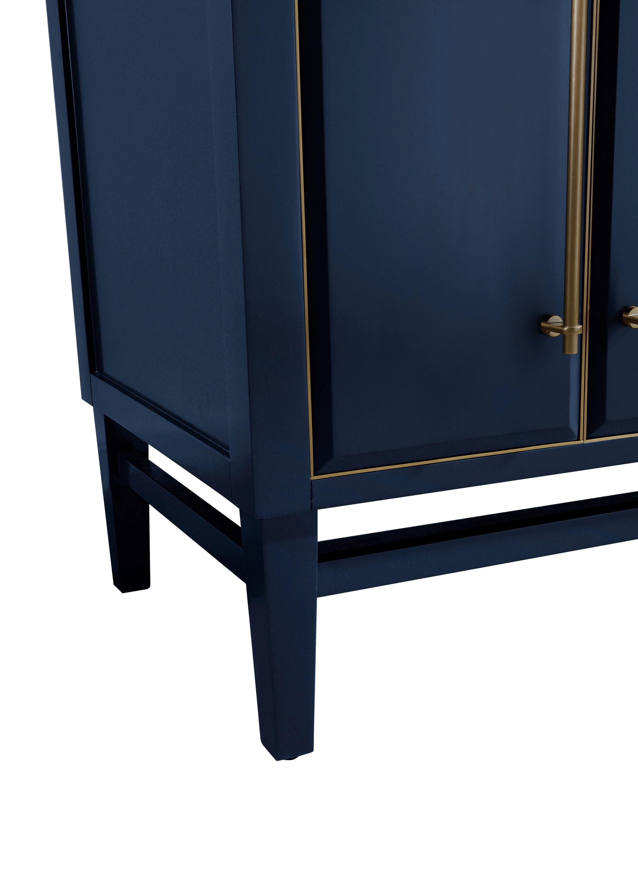 Navy Blue and Gold Double Sink Vanity with Marble Top