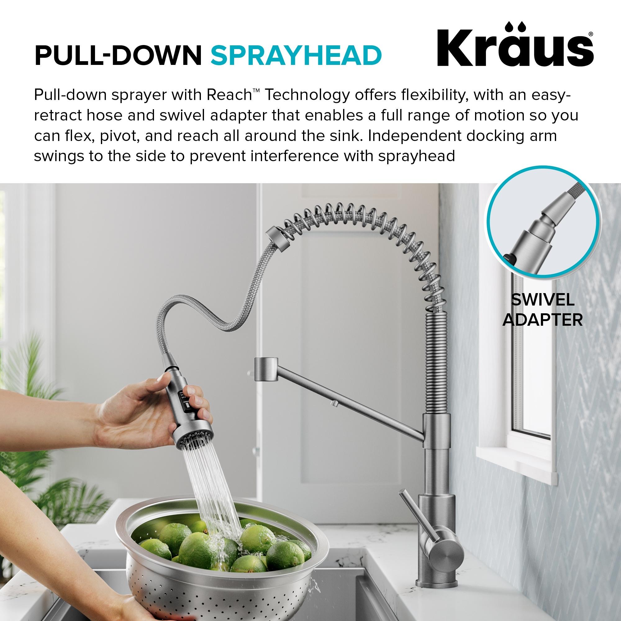 KRAUS Bolden 2-in-1 Commercial Style Pull-Down Single Handle Water Filter Kitchen Faucet for Reverse Osmosis or Water Filtration System in Spot Free Stainless Steel