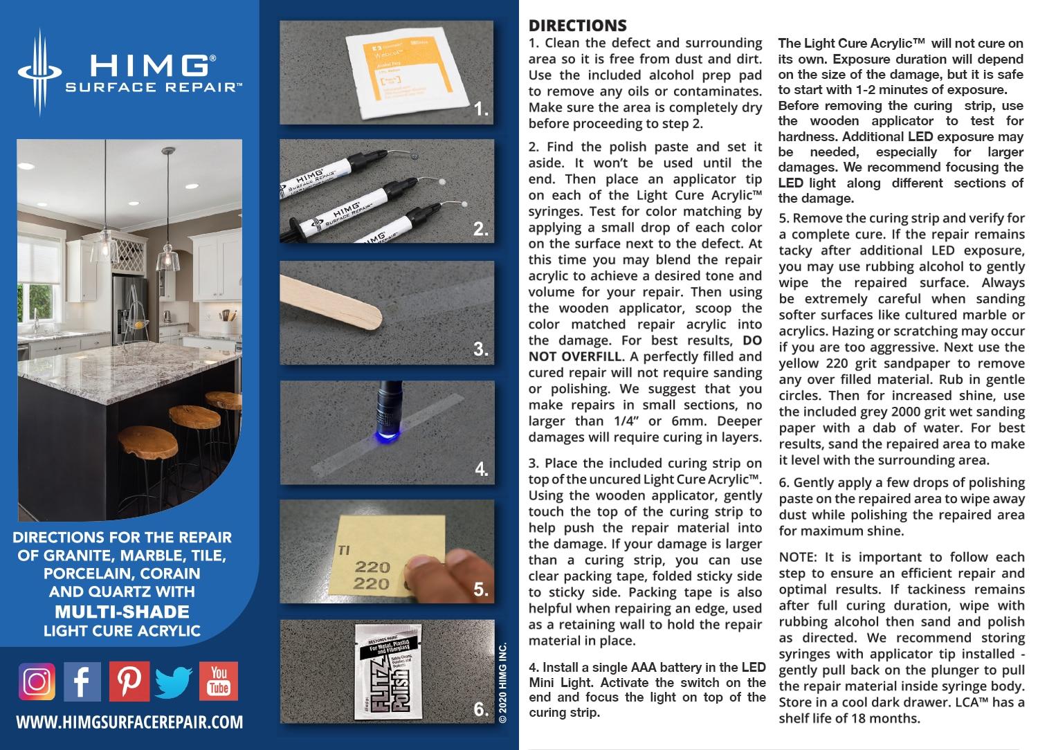 Black Light Cure Acrylic Multi-Surface Repair Kit