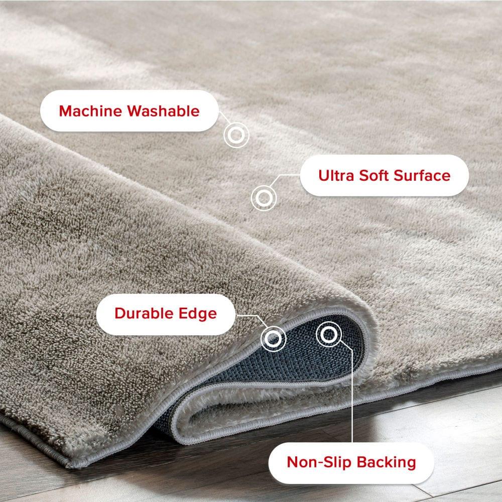 Nuloom Loni Cozy Plush Solid Pet Friendly Premium Machine Washable Shag Area Rug, 5' x 8', Beige