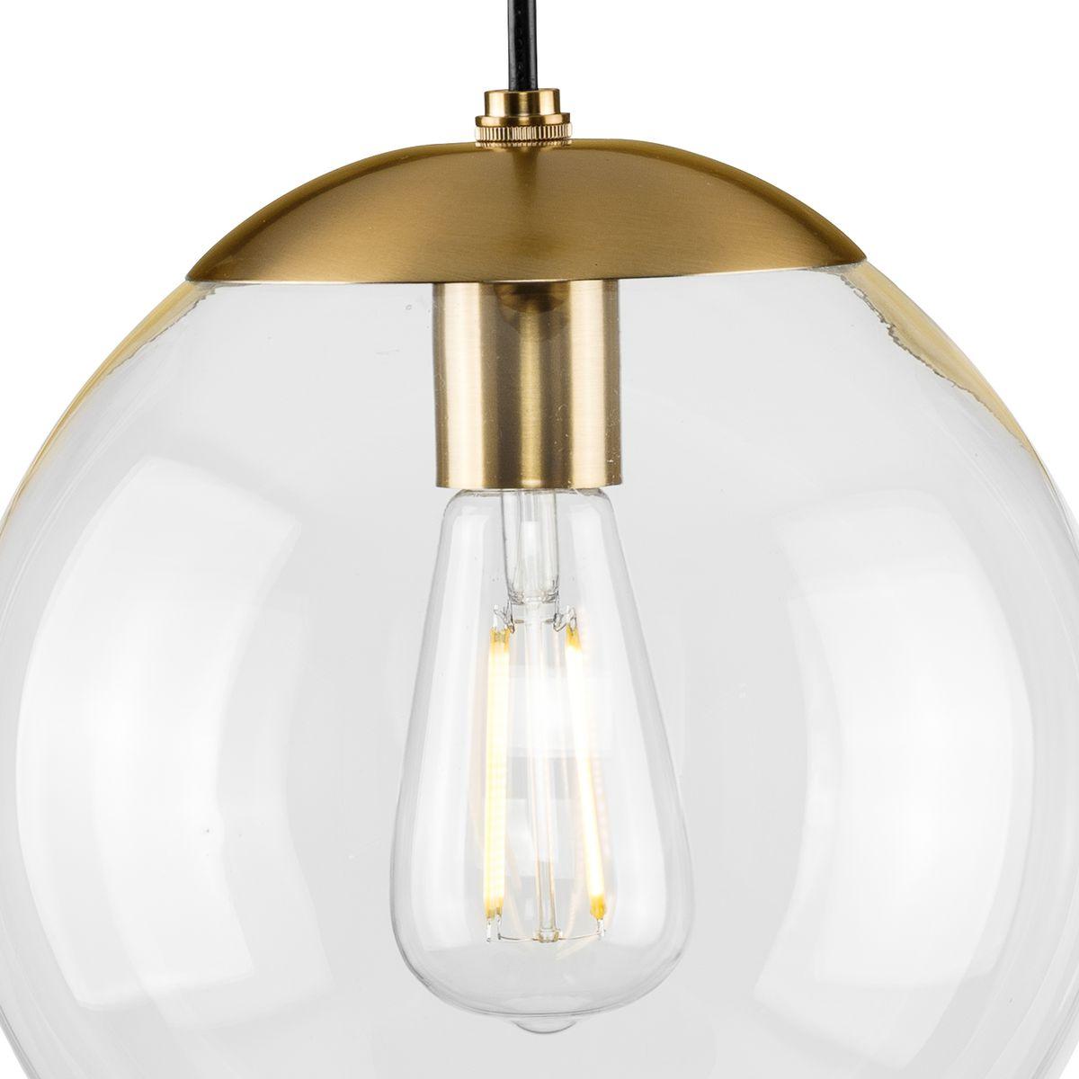 Progress Lighting Atwell 1-Light Glass Globe Pendant, Brushed Nickel, Clear Glass Shade