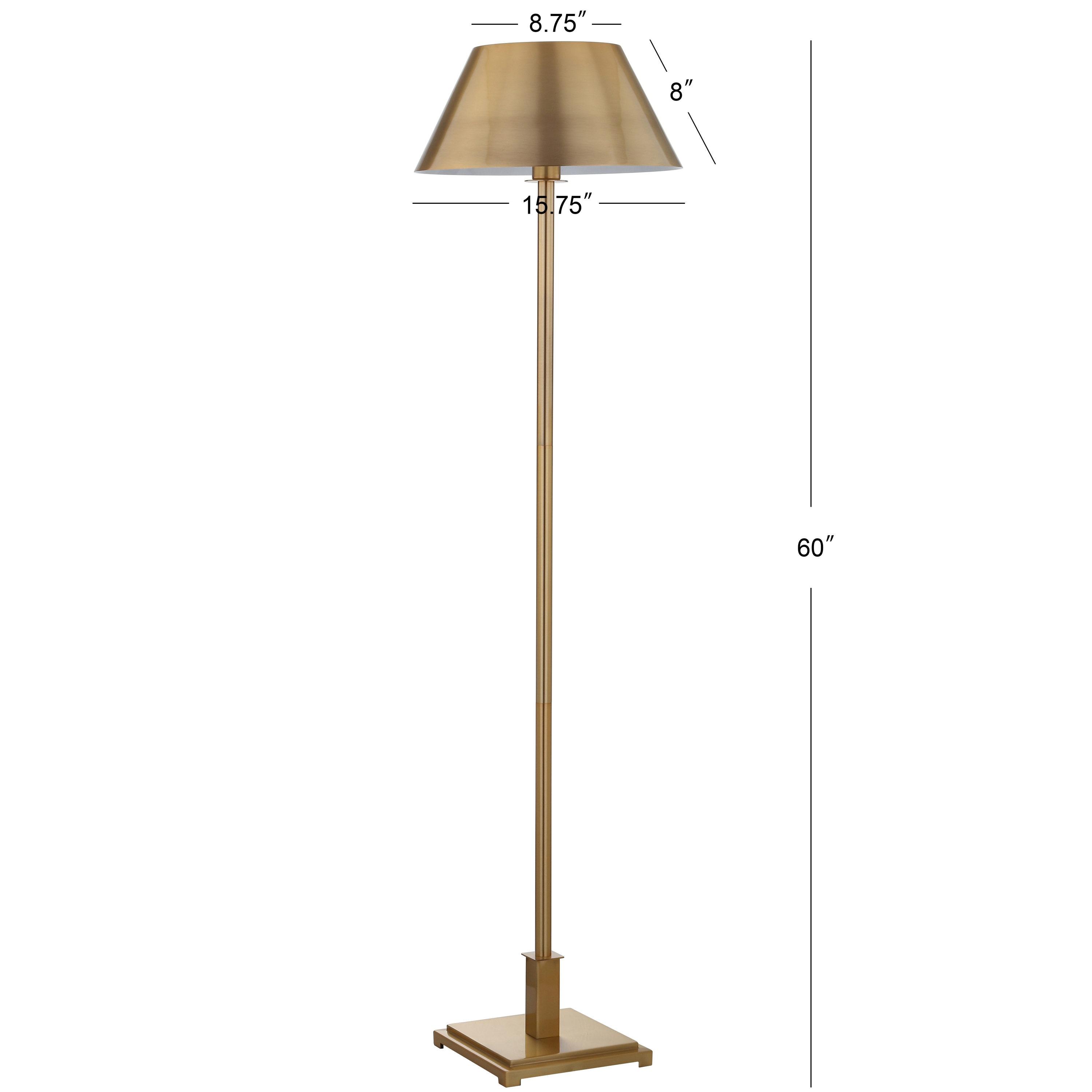 JONATHAN Y JYL6005B Roxy 60" Metal LED Floor Lamp, Contemporary, Transitional for living room, dinning room, bedroom, office Bulb Included, Brushed Brass