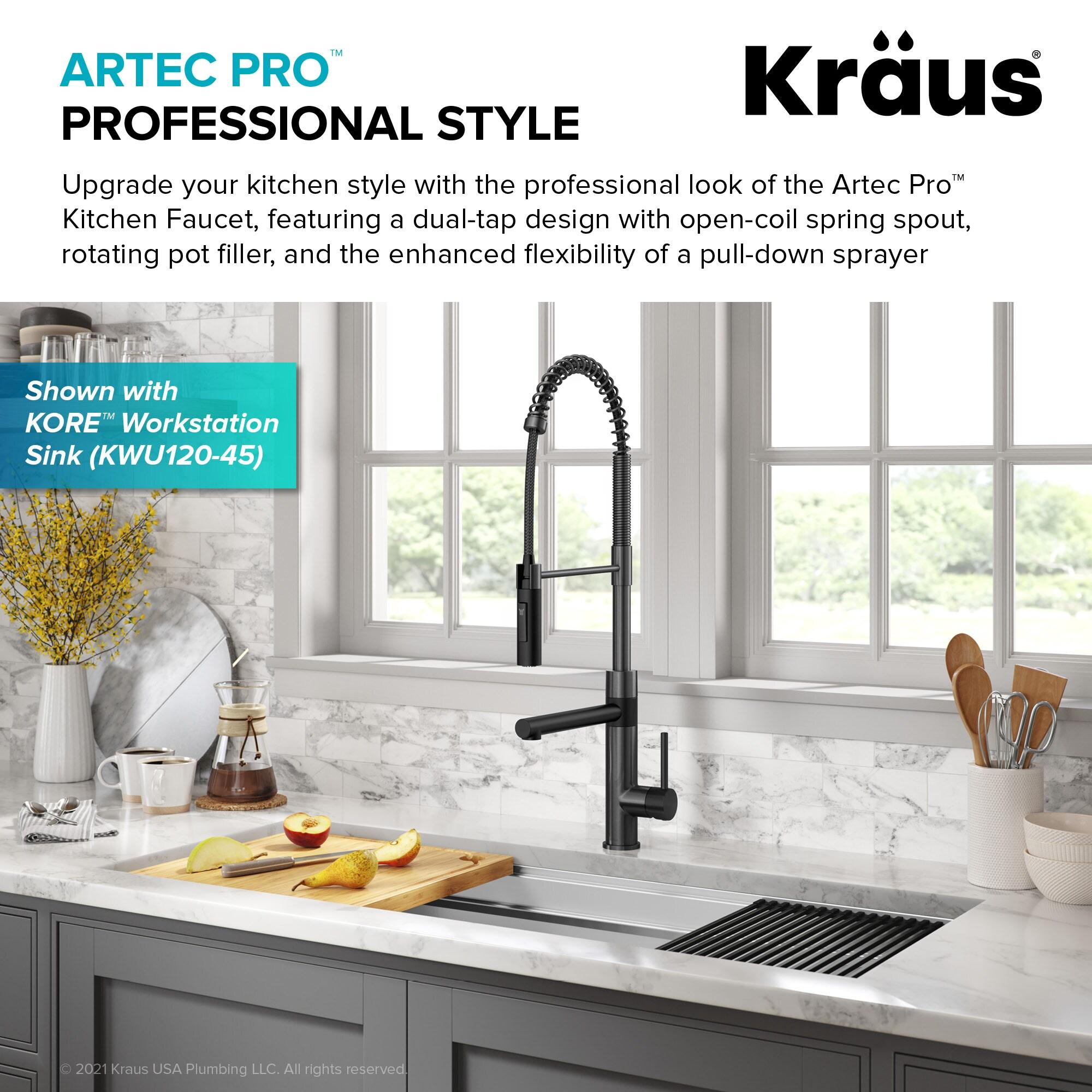 Artec Pro Commercial Style Pull-Down Single Handle Kitchen Faucet with Pot Filler