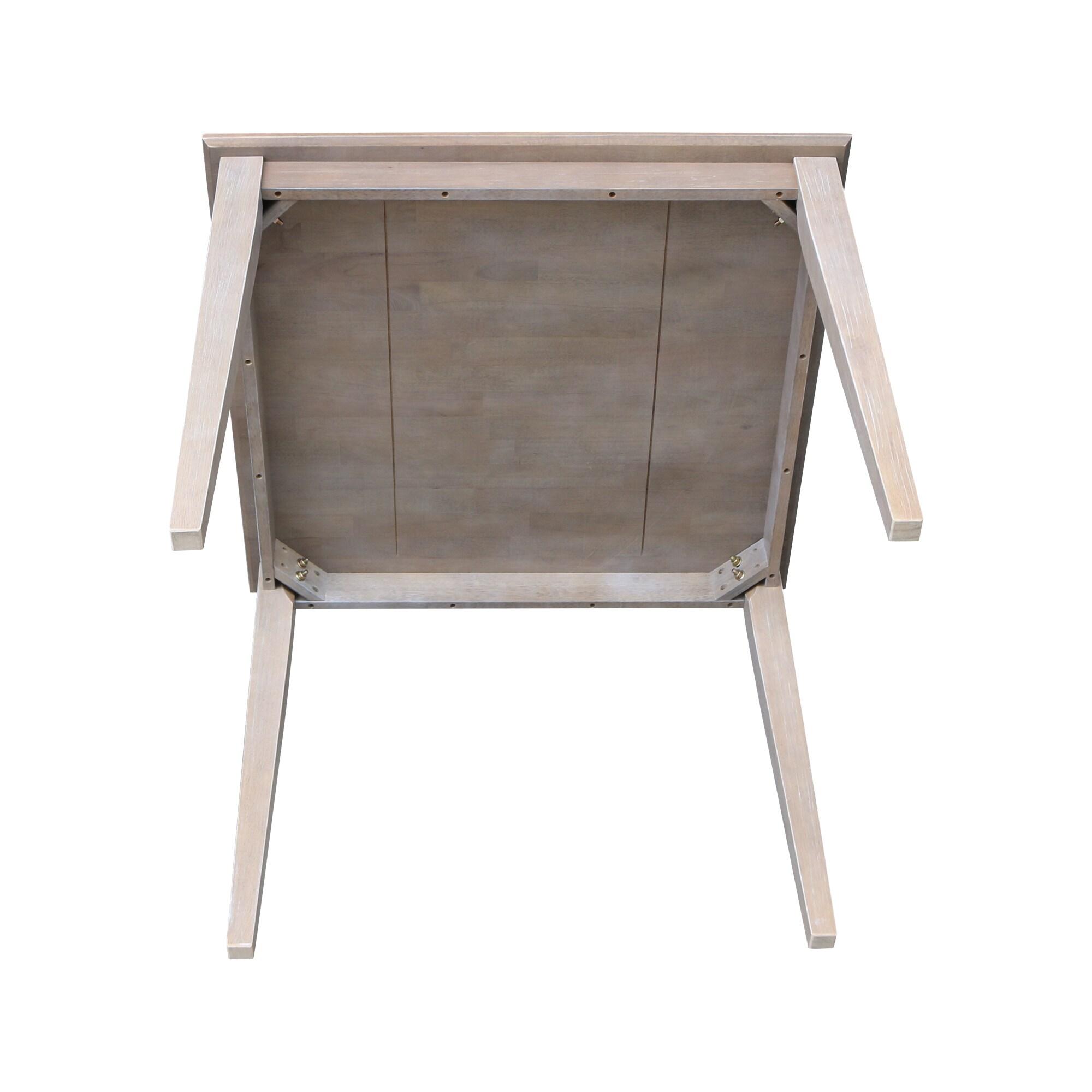 Solid Wood 30" X 30" Counter Height Table Washed Gray Taupe - International Concepts: Parawood, Square, Pedestal Base