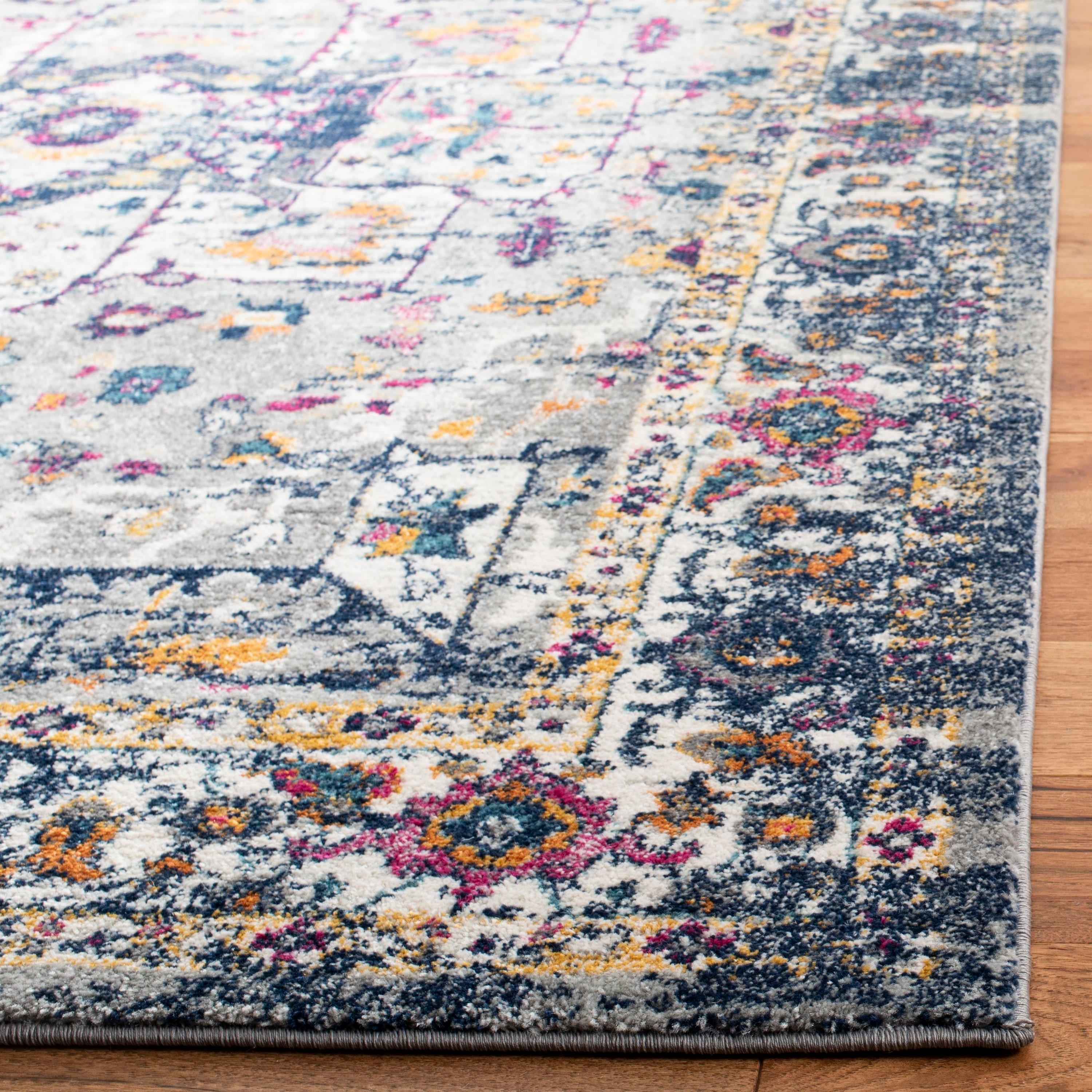 Evoke EVK275 Power Loomed Area Rug - Grey/Navy - 8'x10' - Safavieh.