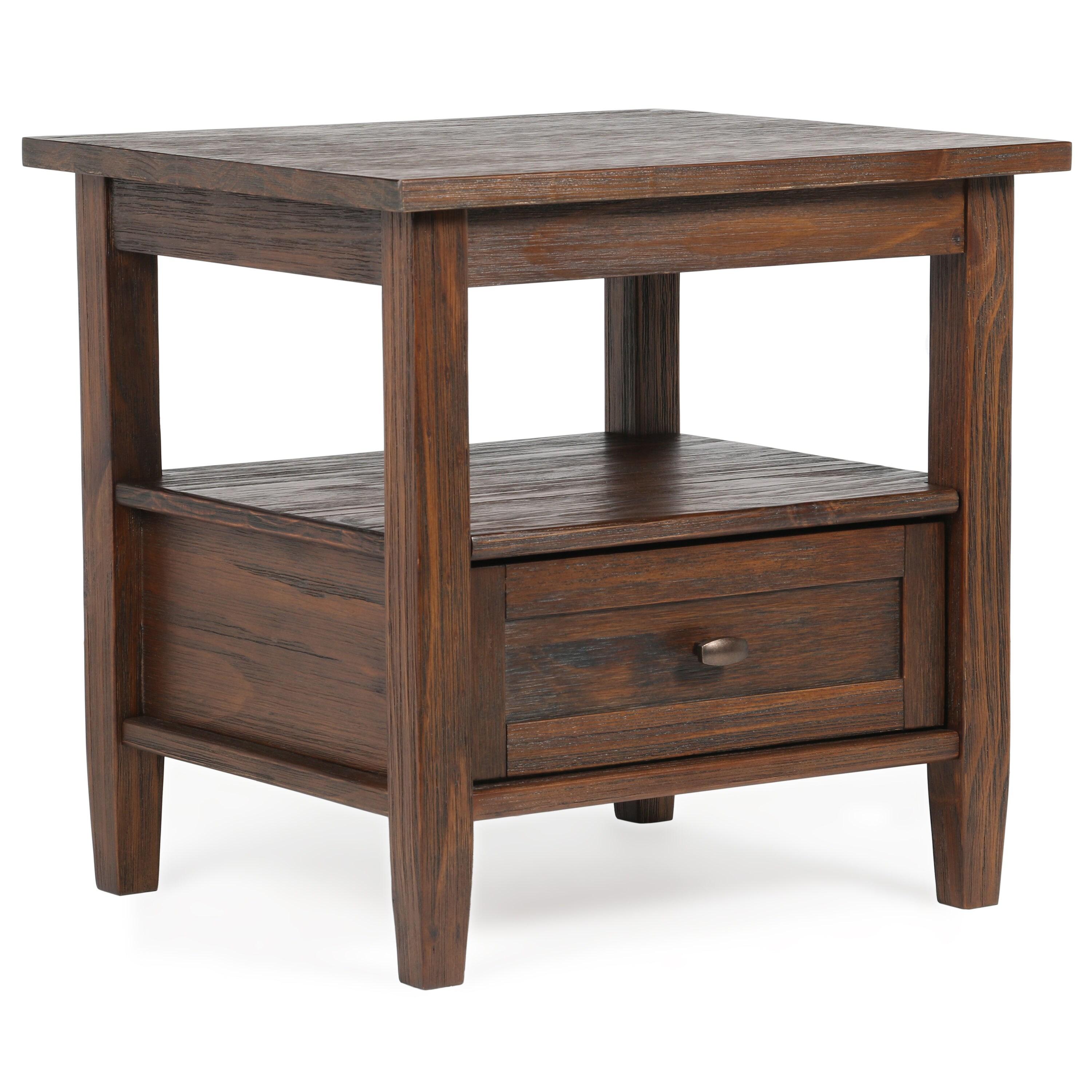 Warm Solid Wood End Table with Storage