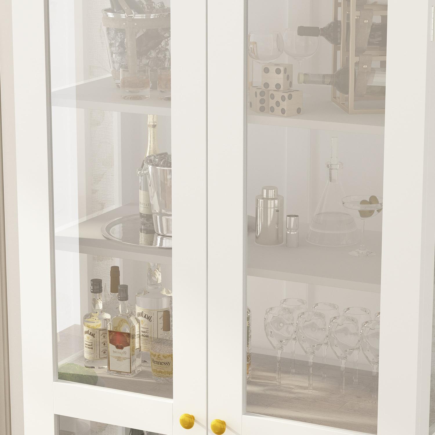 FUFU & GAGA Curio Cabinet with 6 Shelves and Glass Door, White Display Storage
