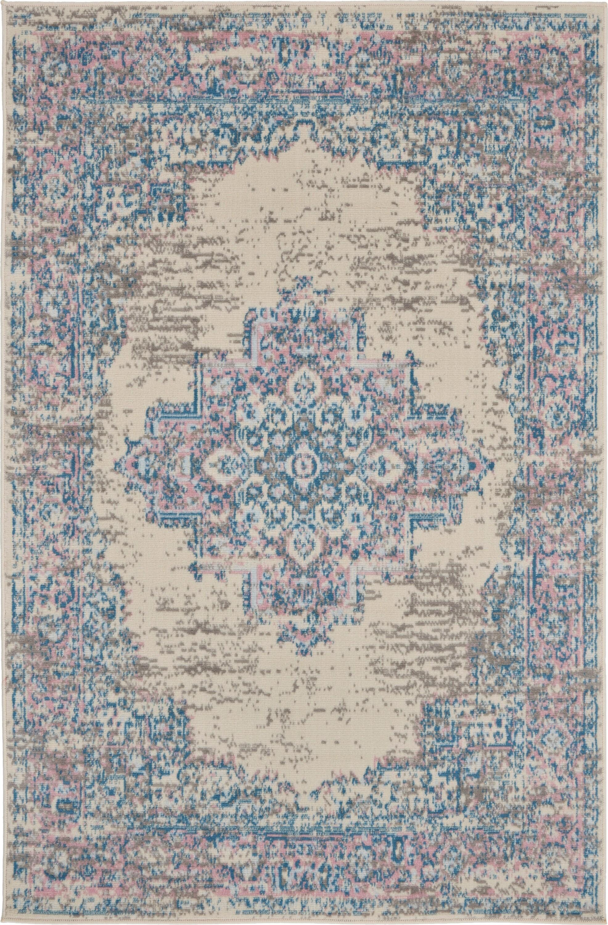 Nourison Grafix GRF14 Ivory/Pink Area Rug - Ivory/Pink 3' x 5'