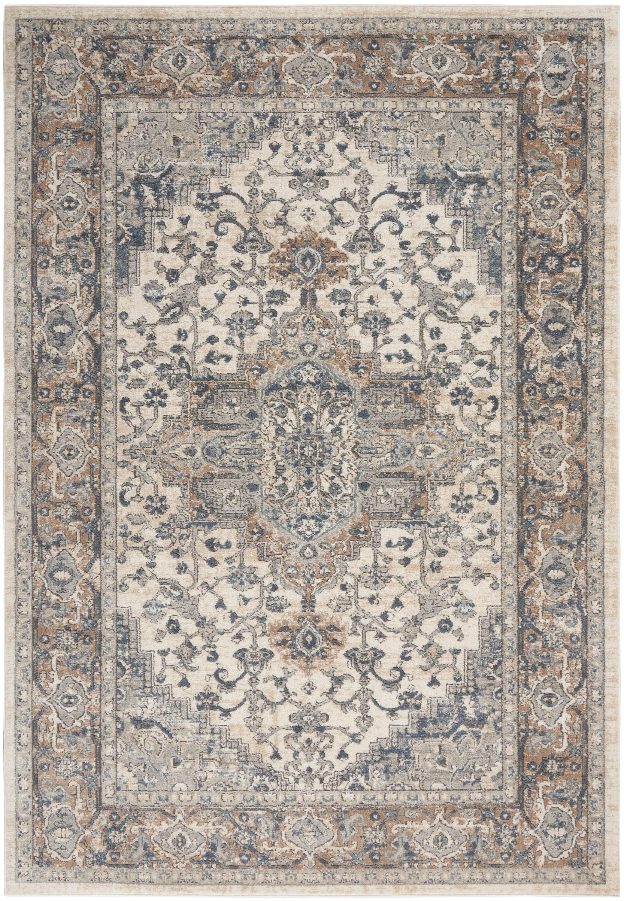 Nourison Concerto Center Medallion Indoor Rug Ivory Grey 5'3" x 7'3"