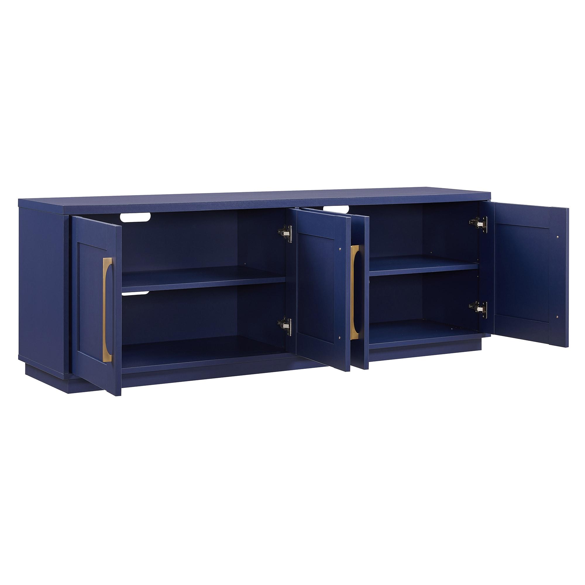 Evelyn&Zoe Tillman Rectangular TV Stand for TV's up to 75", Dark Blue