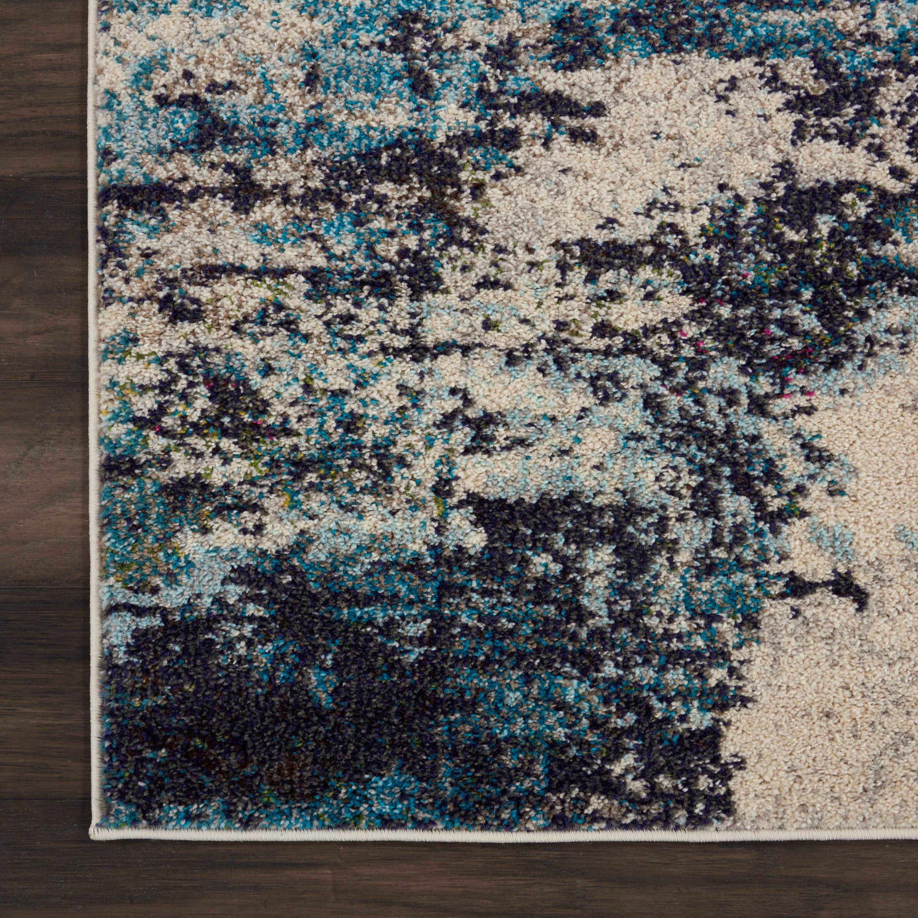 Nourison Celestial CES02 Ivory/Teal Blue Area Rug 7'10" x 10'6"