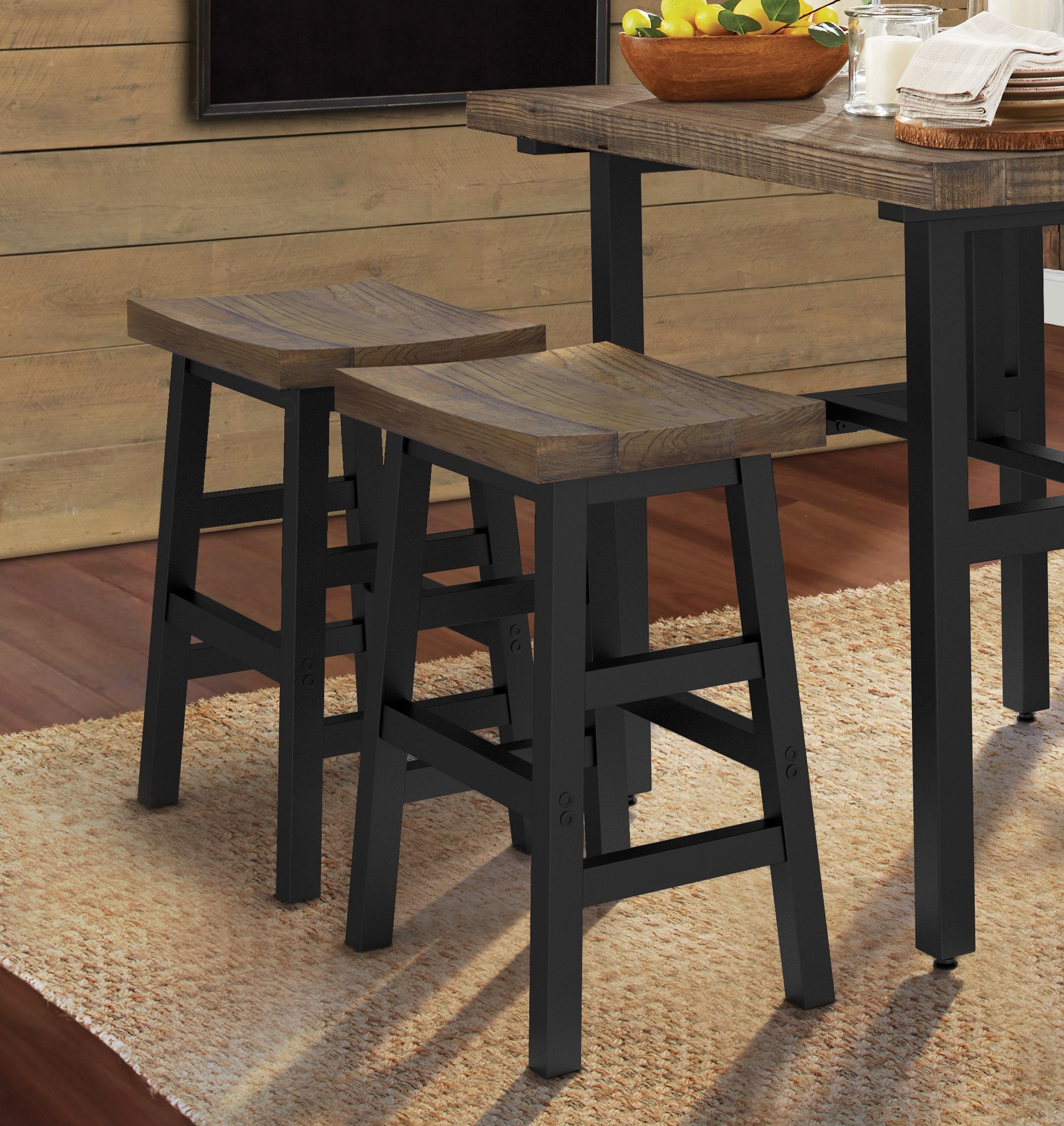 26" Pomona Reclaimed Wood Counter Height Barstool with Metal Legs Brown - Alaterre Furniture