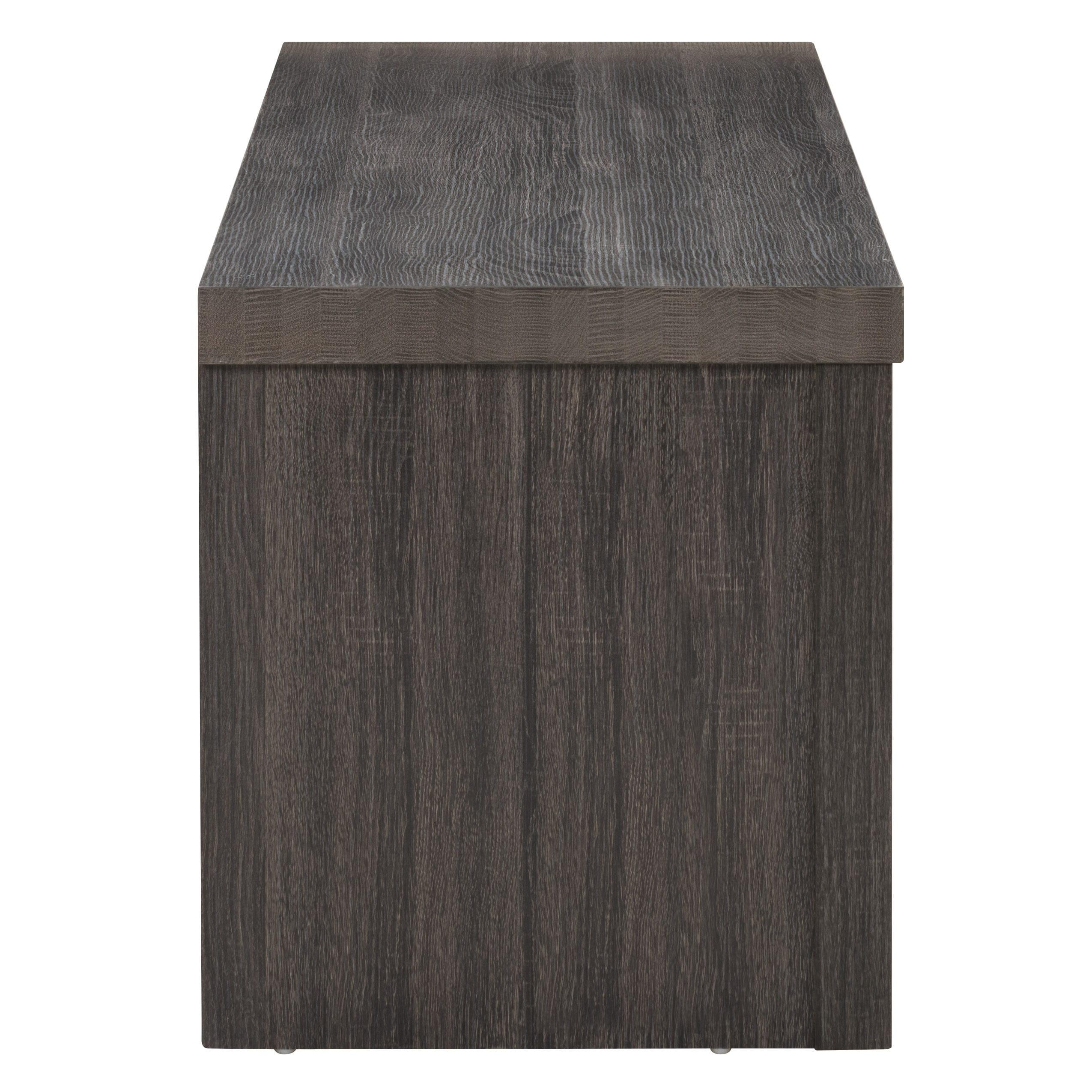 Distressed Carbon Grey and Black Wood TV Stand with Cabinet
