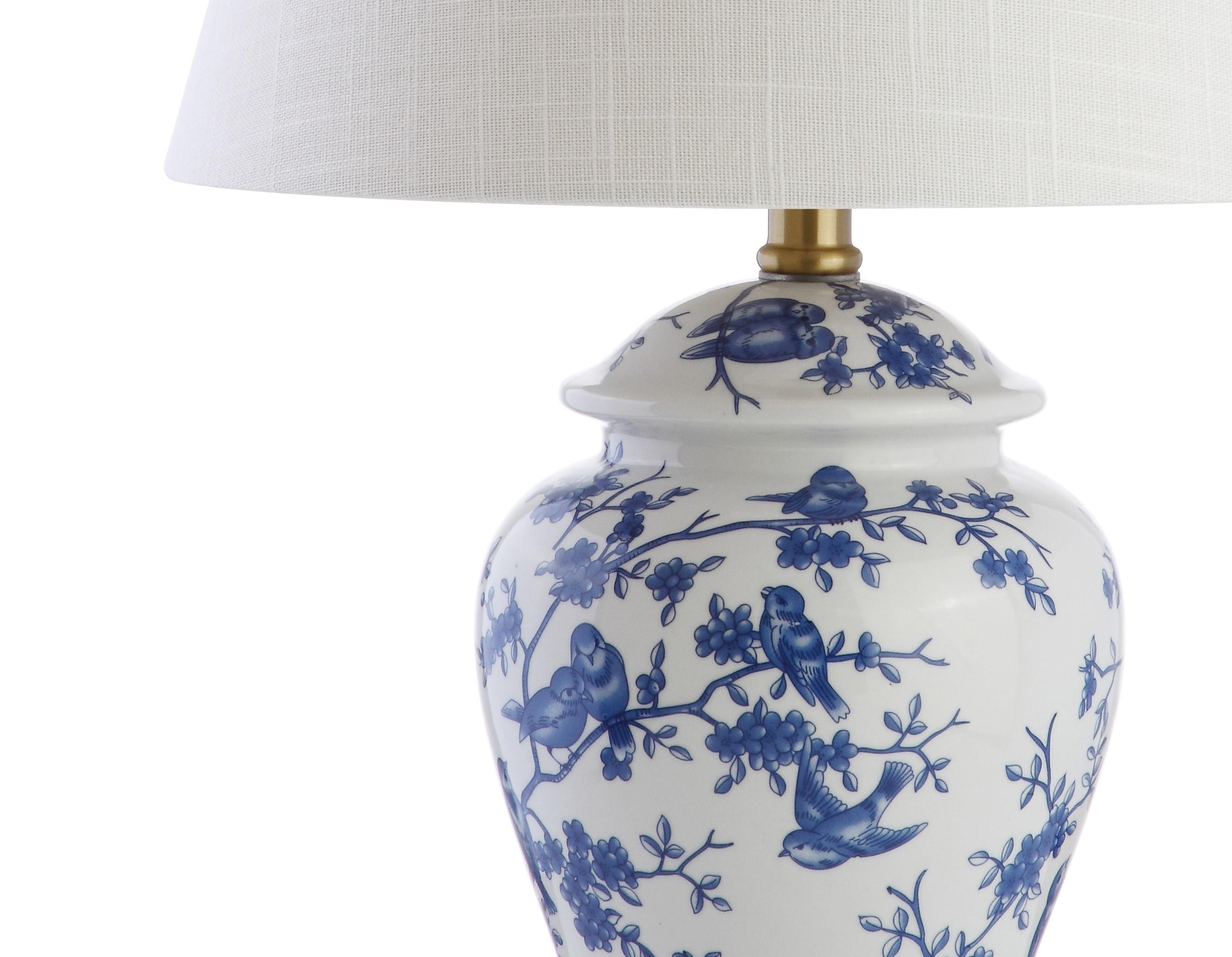 JONATHAN Y Penelope 22" French Country Cottage Ceramic/Iron Chinoiserie Ginger Jar LED Table Lamp, Navy/White