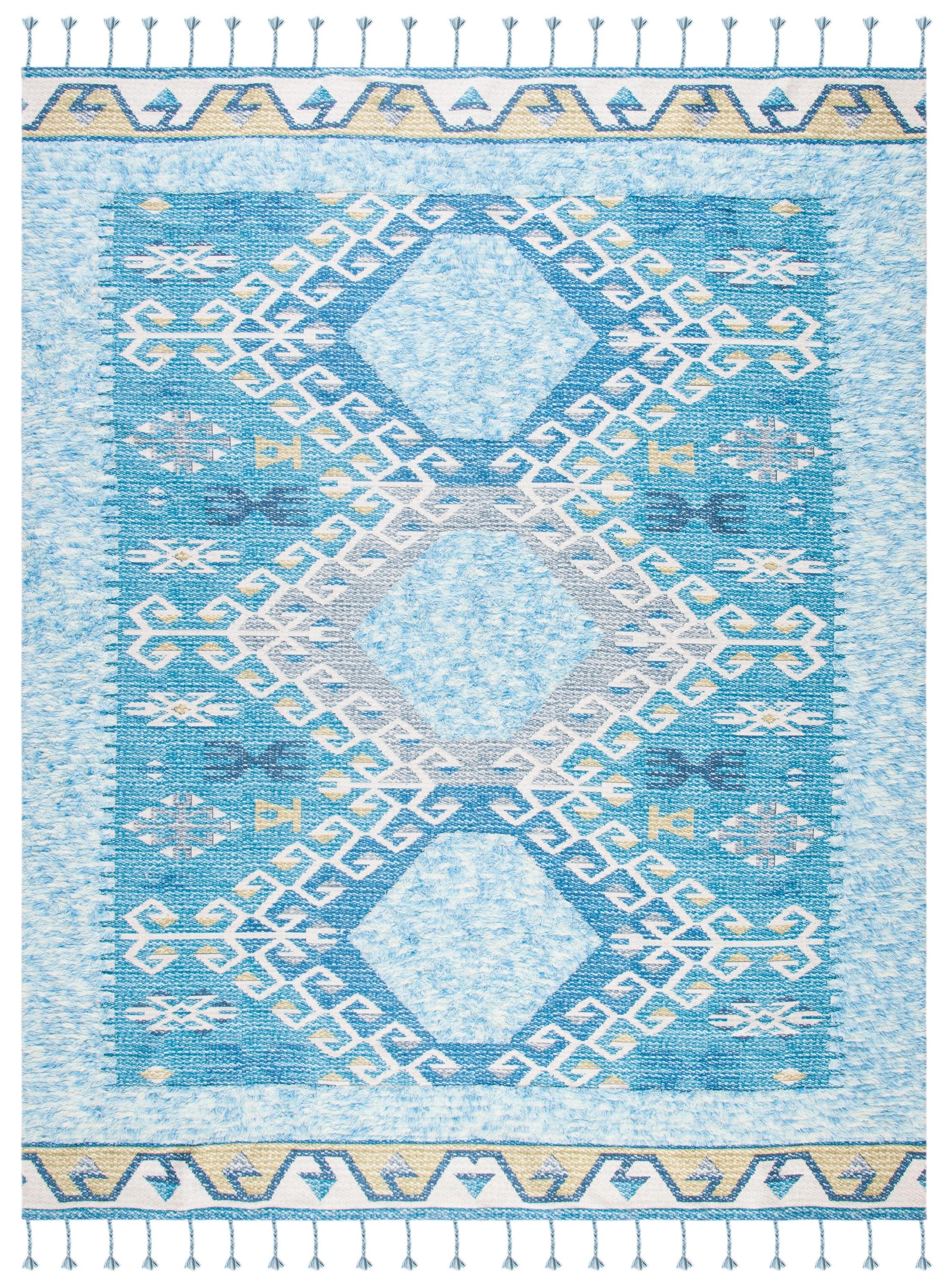 Saffron SFN103 Hand Loomed Indoor Area Rug - Turquoise/Blue - 8'x10' - Safavieh