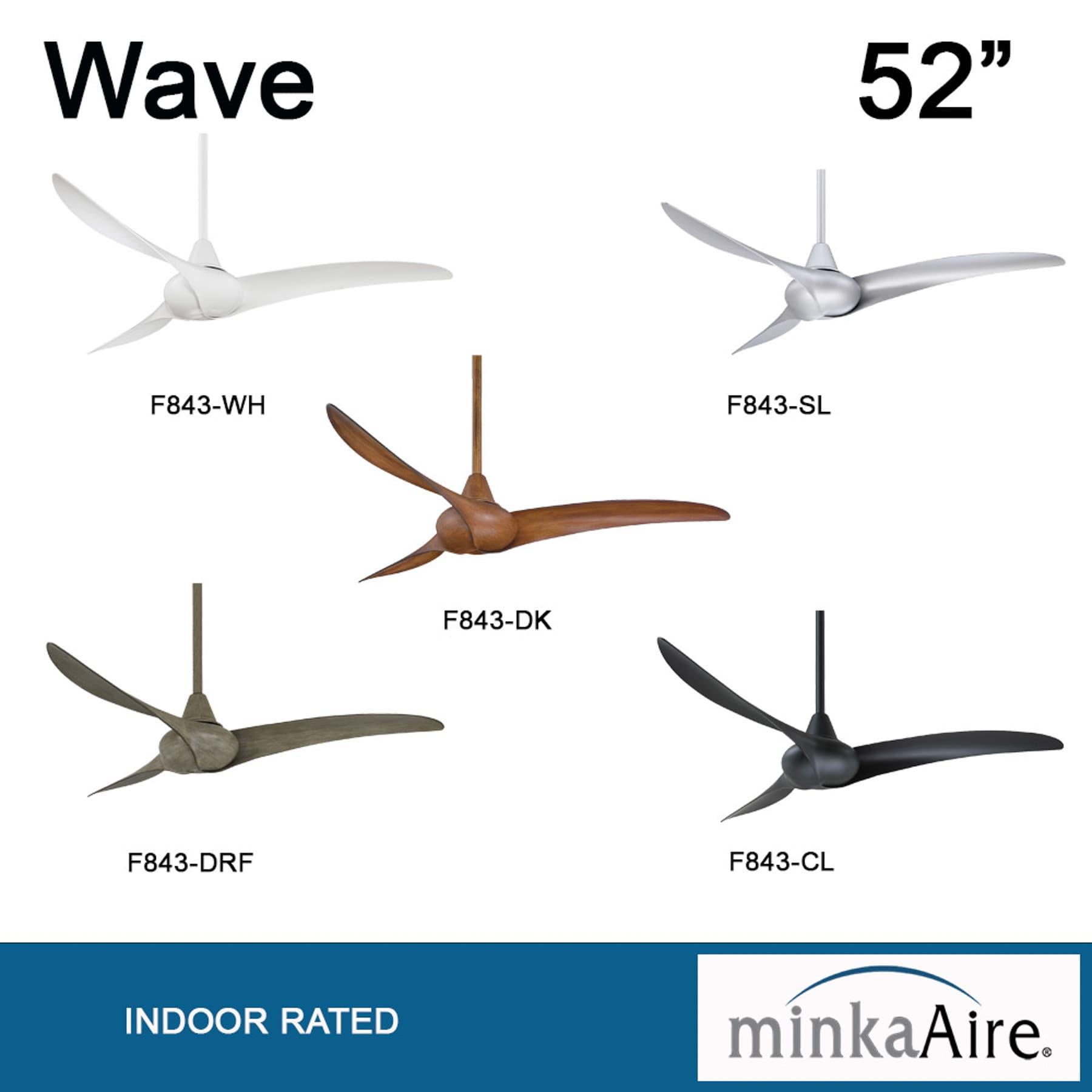 52" Wave 3 -Blade Standard Ceiling Fan with Remote Control and Light Kit Included