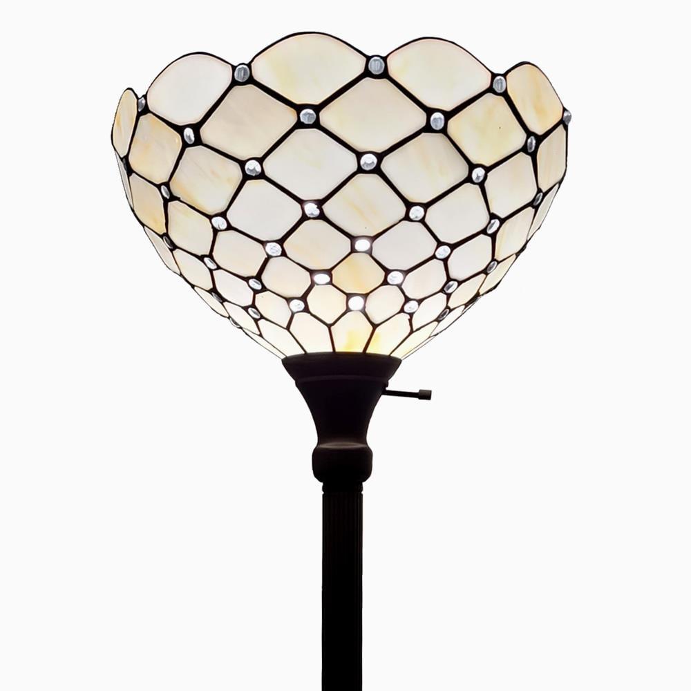 Tiffany Style Jeweled Torchiere Floor Lamp - 72" Tall