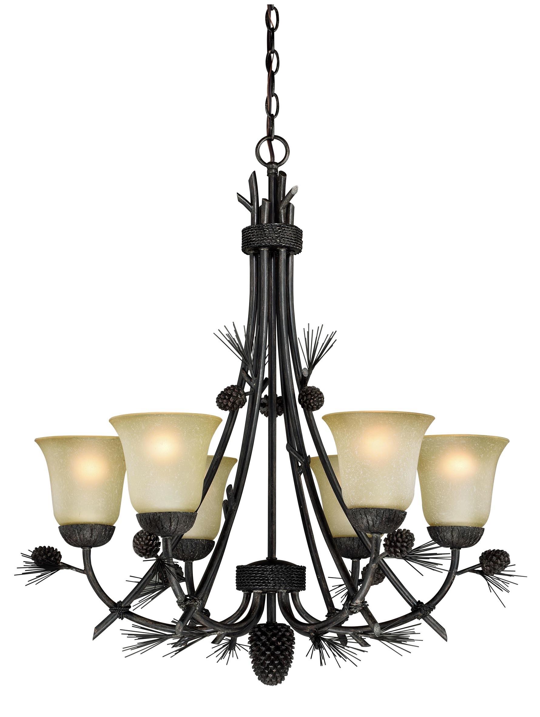Vaxcel Sierra 6 - Light Chandelier in  Black Walnut