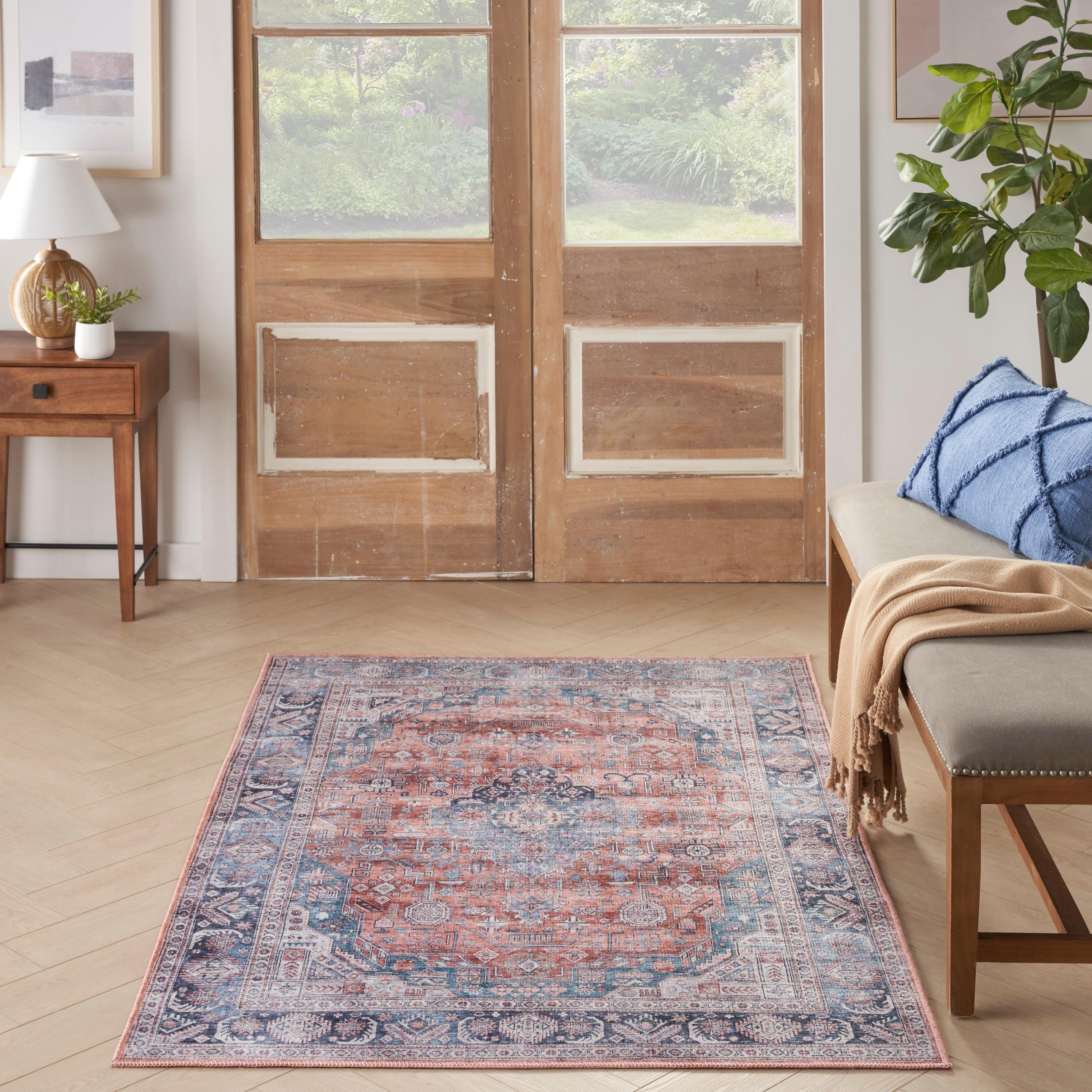 Nourison Washable Brilliance 4' x 6' Blue/Multi Vintage Indoor Rug