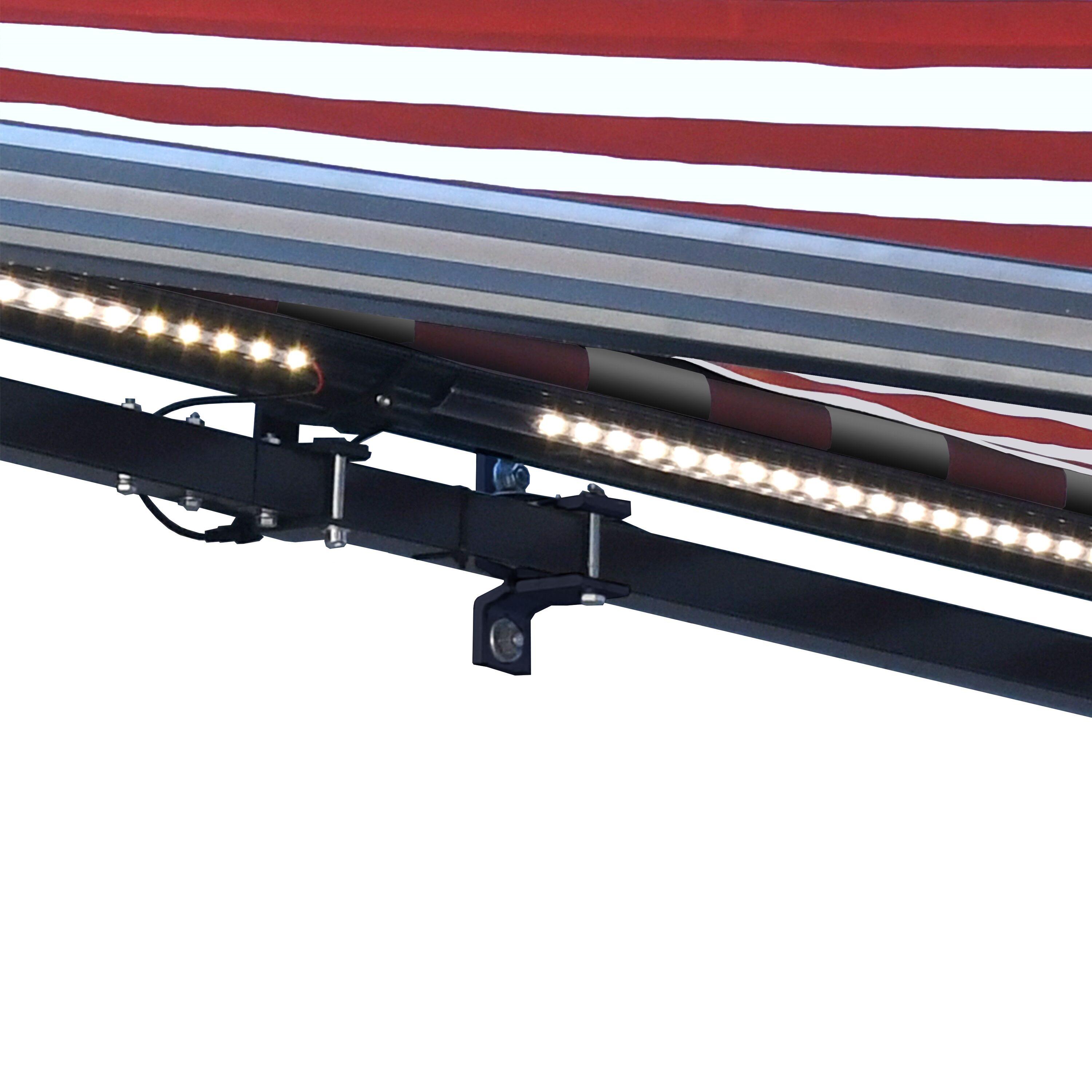 Semi-Cassette Patio Awning with LED Lights - Moroccan Collection