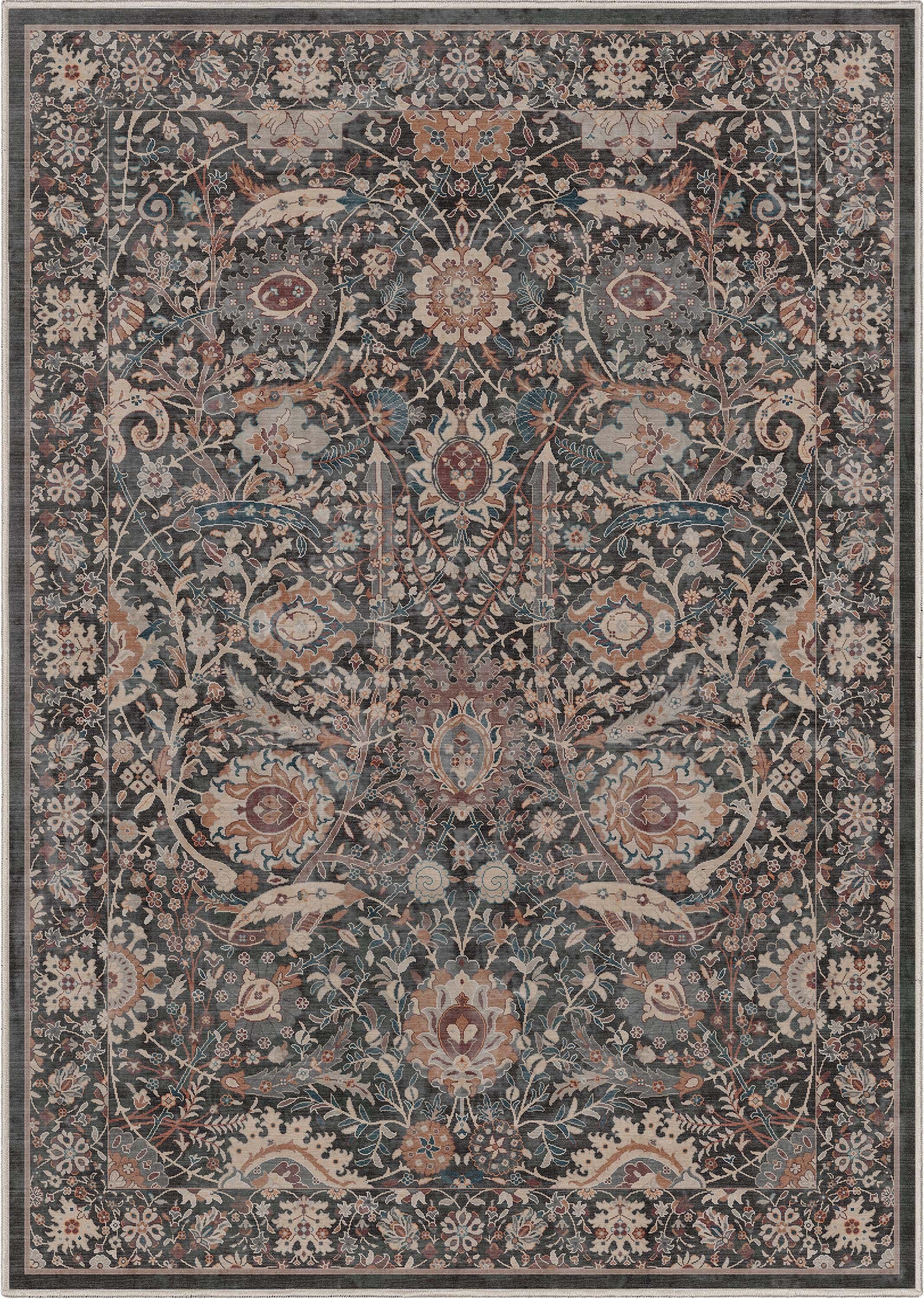 Well Woven Asha Liana Vintage Oriental Charcoal Gray Flat-Weave Rug
