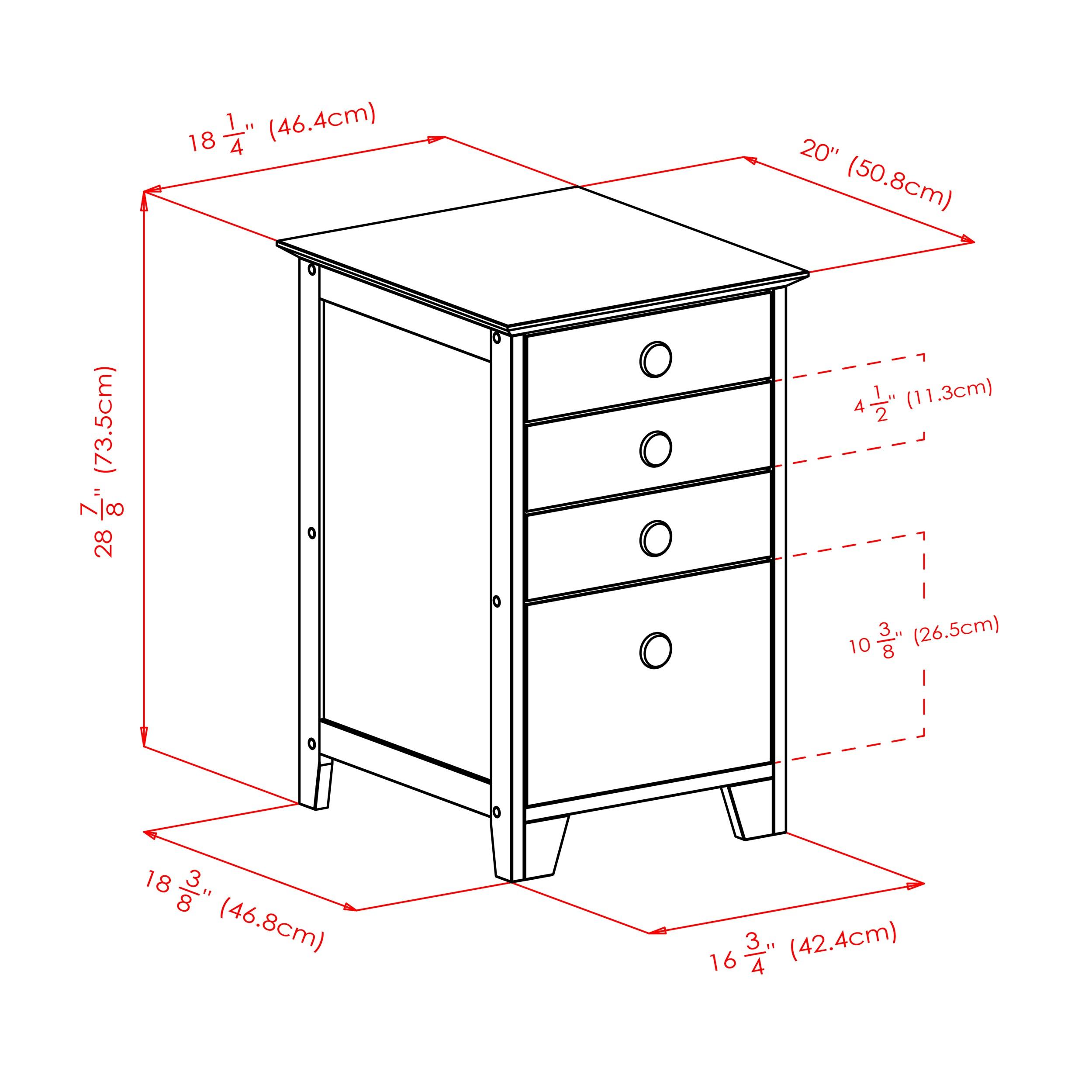 4 Drawers Studio File Cabinet Honey Brown - Winsome: Vertical Storage, Home Office, L-Shaped Desk Compatible