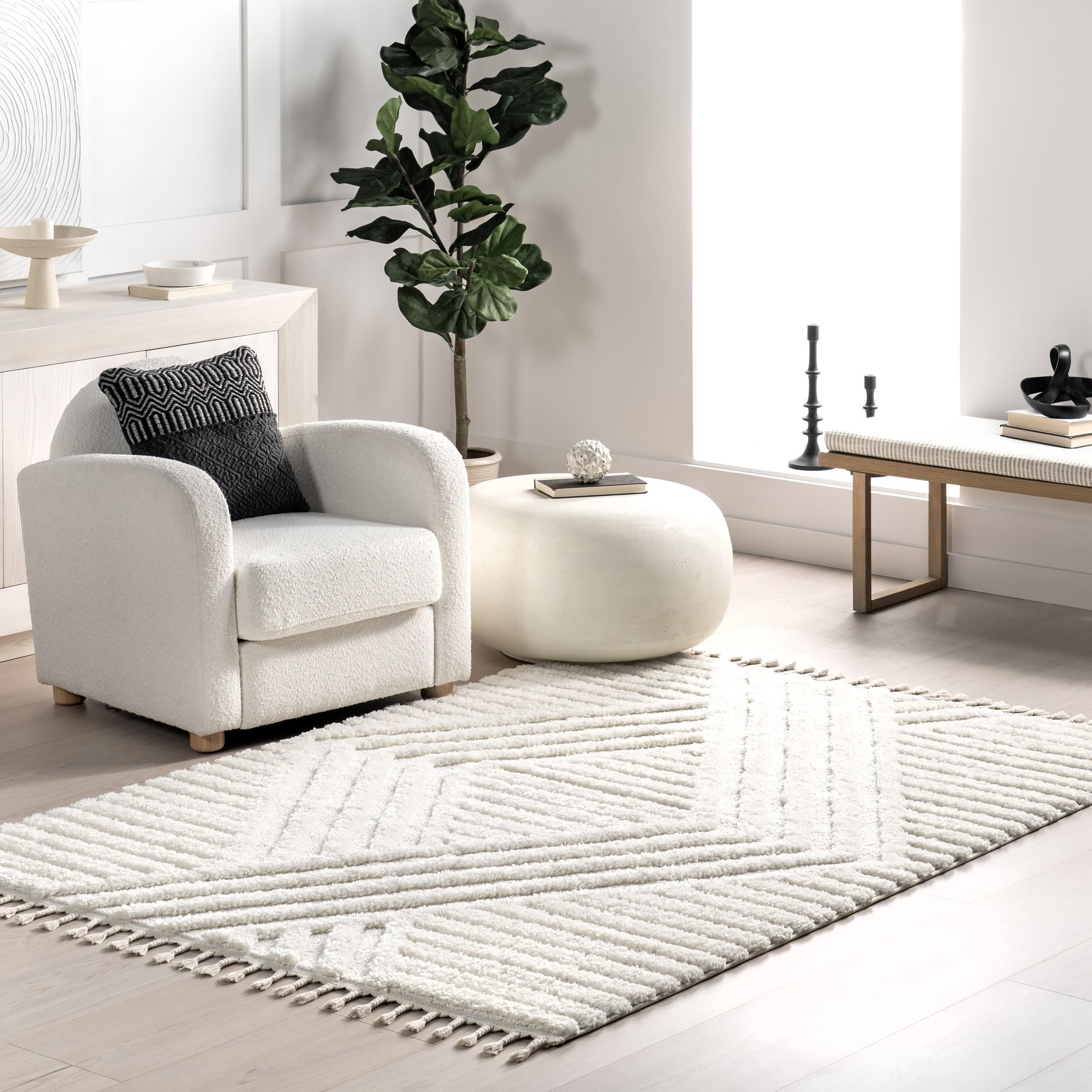 Nuloom Risette Solid 8x10 Shag Indoor Area Rug for Living Room Bedroom Dining Room Nursery Kitchen, Ivory