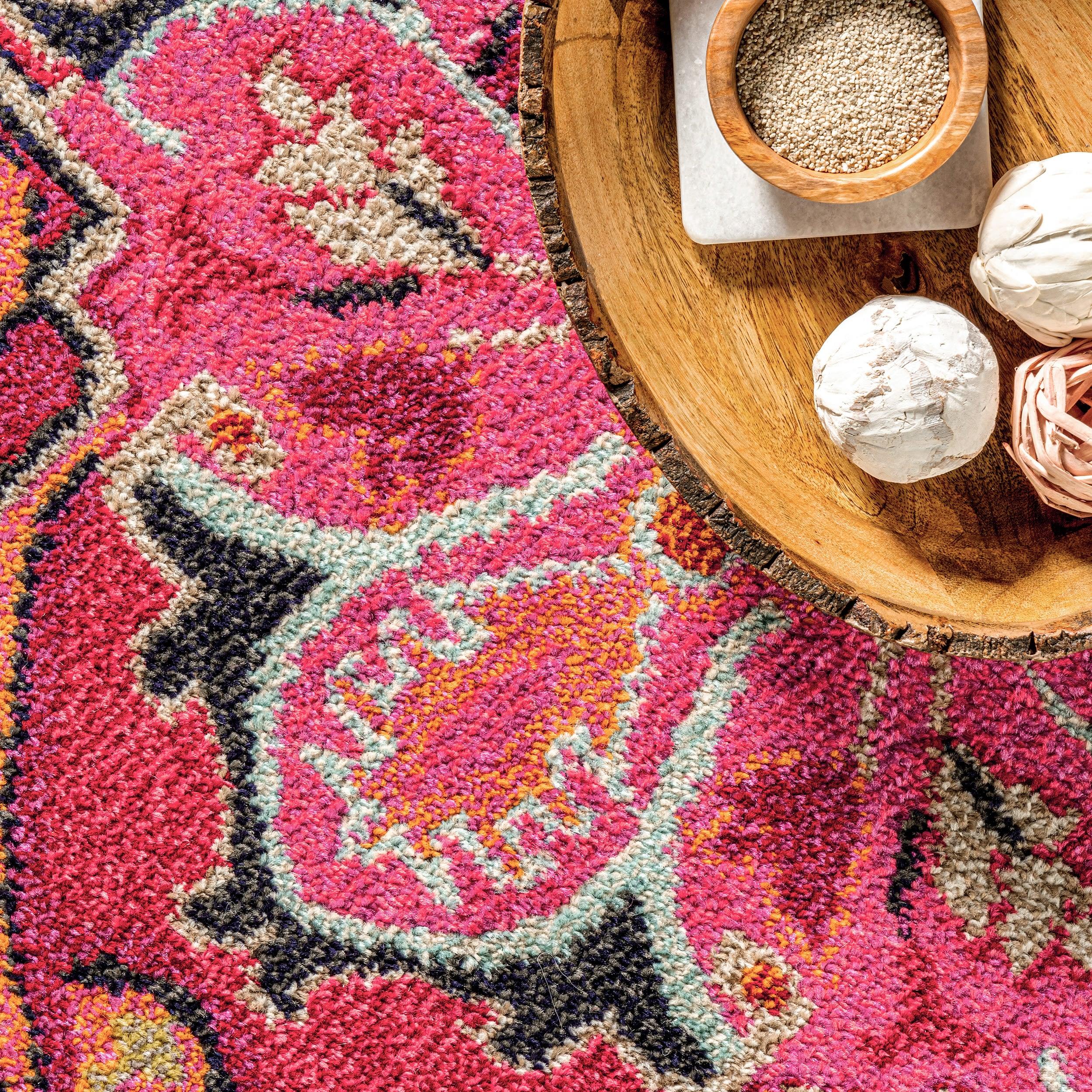 4'x6' Vintage Mackenzie Area Rug Pink - nuLOOM: Medallion Pattern, Low Pile, Indoor, Machine Made, Jute Backing