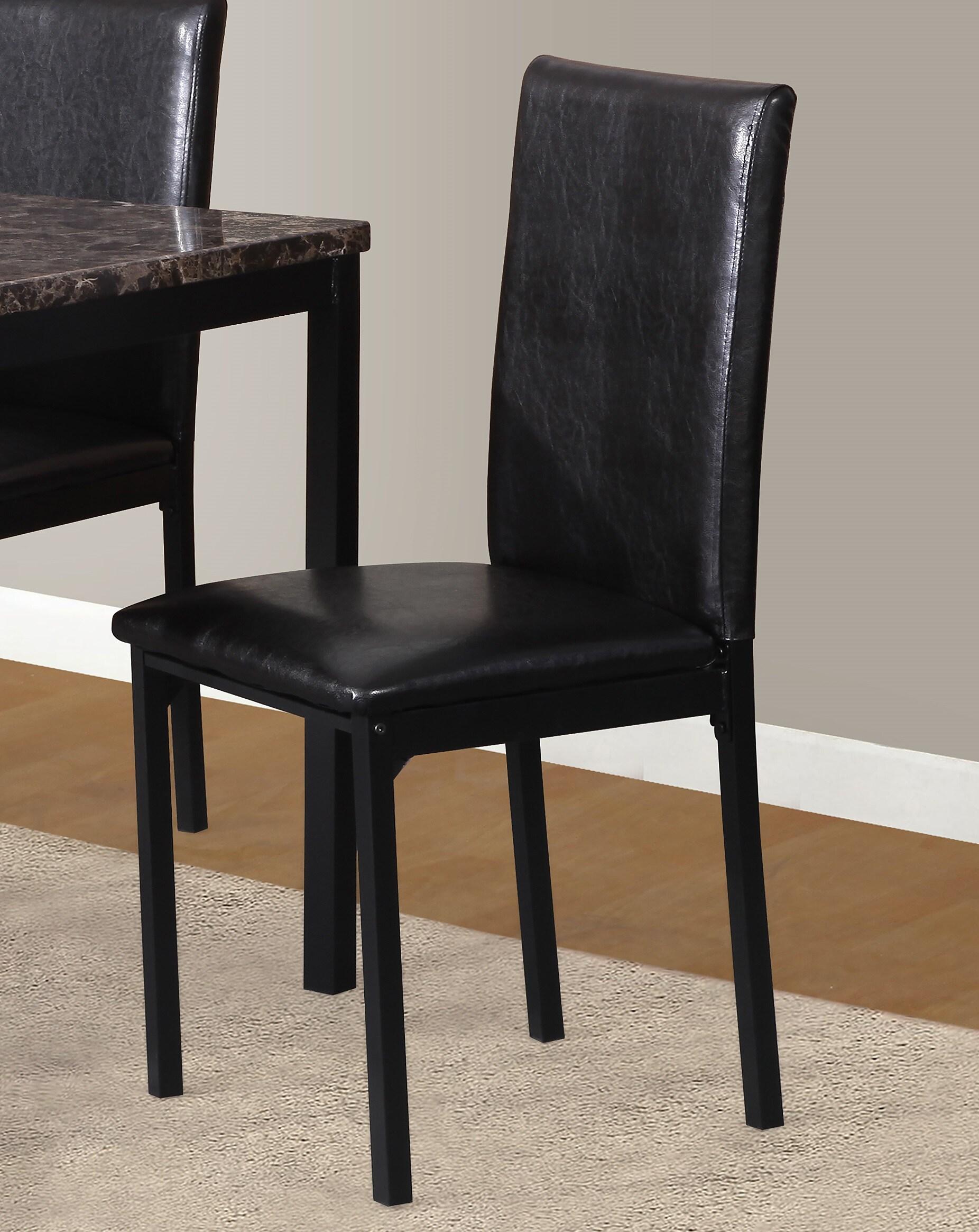 Roundhill Furniture Noyes Faux Leather Seat Metal Frame Dining Chairs, Black, Set of 4