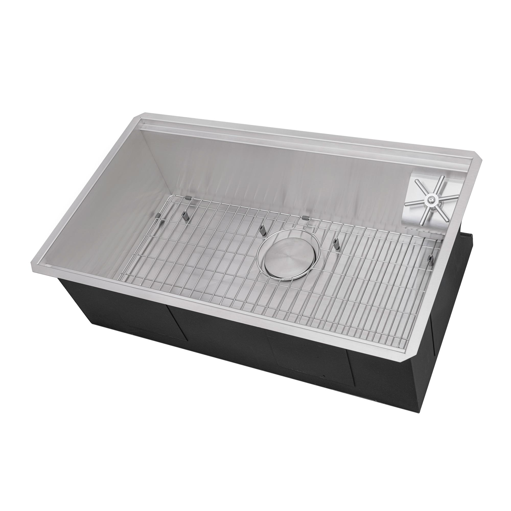 Ruvati 32-inch Glass Rinser and Sink Combo Workstation Undermount Stainless Steel Kitchen Sink