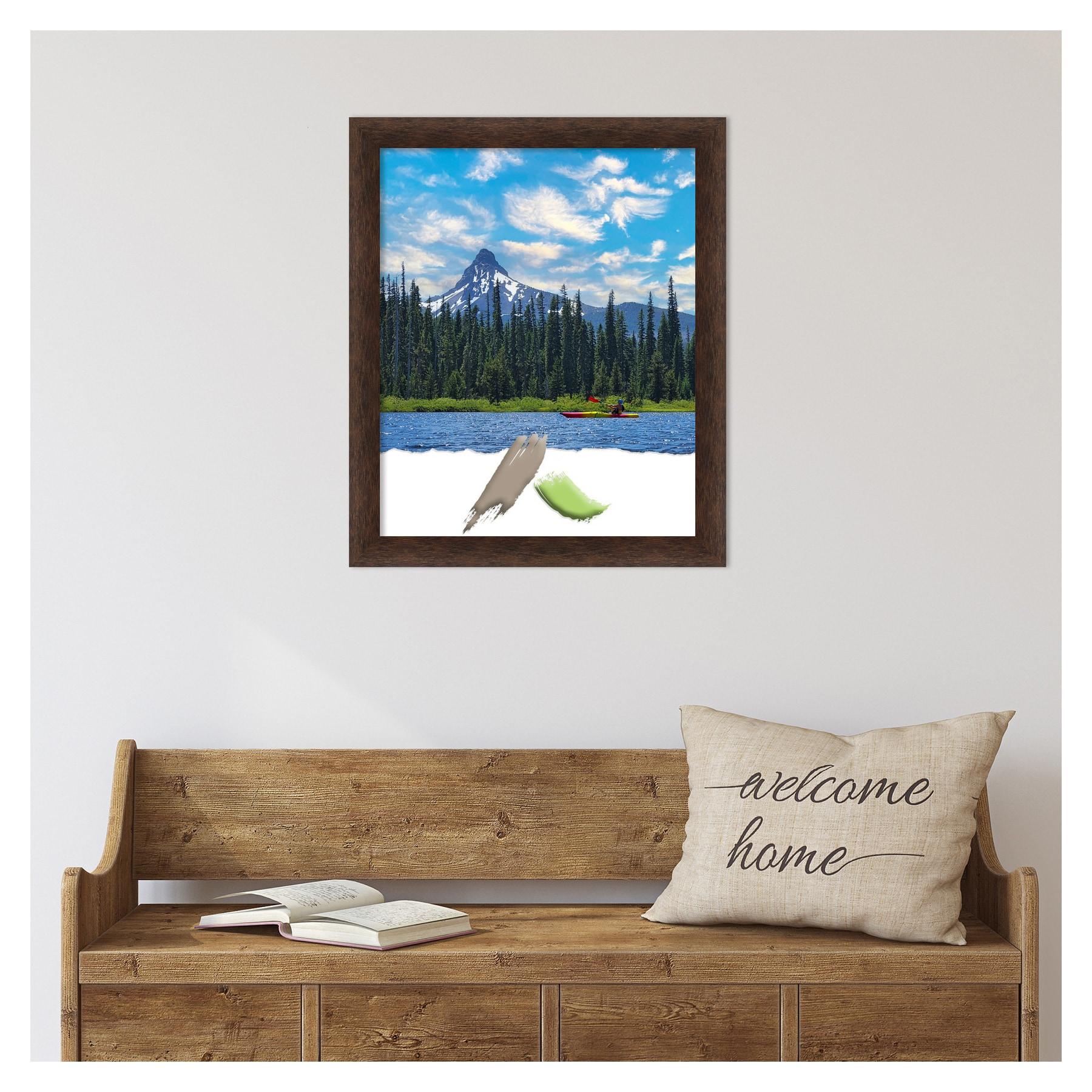 18"x22" Opening Size Narrow Wood Picture Frame Art Warm Walnut - Amanti Art: Modern Style, Acrylic Glazing, Wall Mount