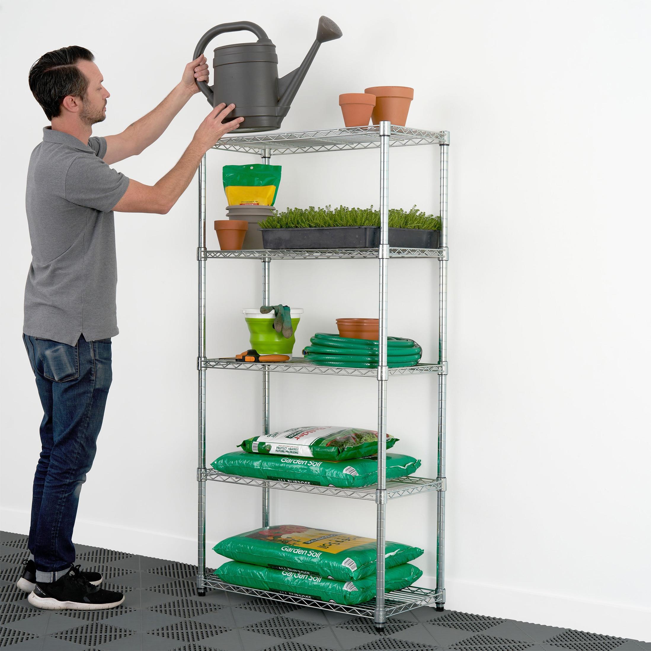 SafeRacks 30"x14"x60" 5-Tier Steel Wire Shelving with Adjustable Shelves - 3000 lb Capacity