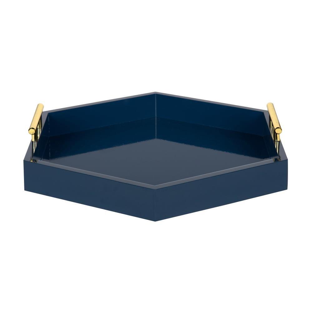 Kate and Laurel Lipton Tray, 18x18, Navy Blue and Gold